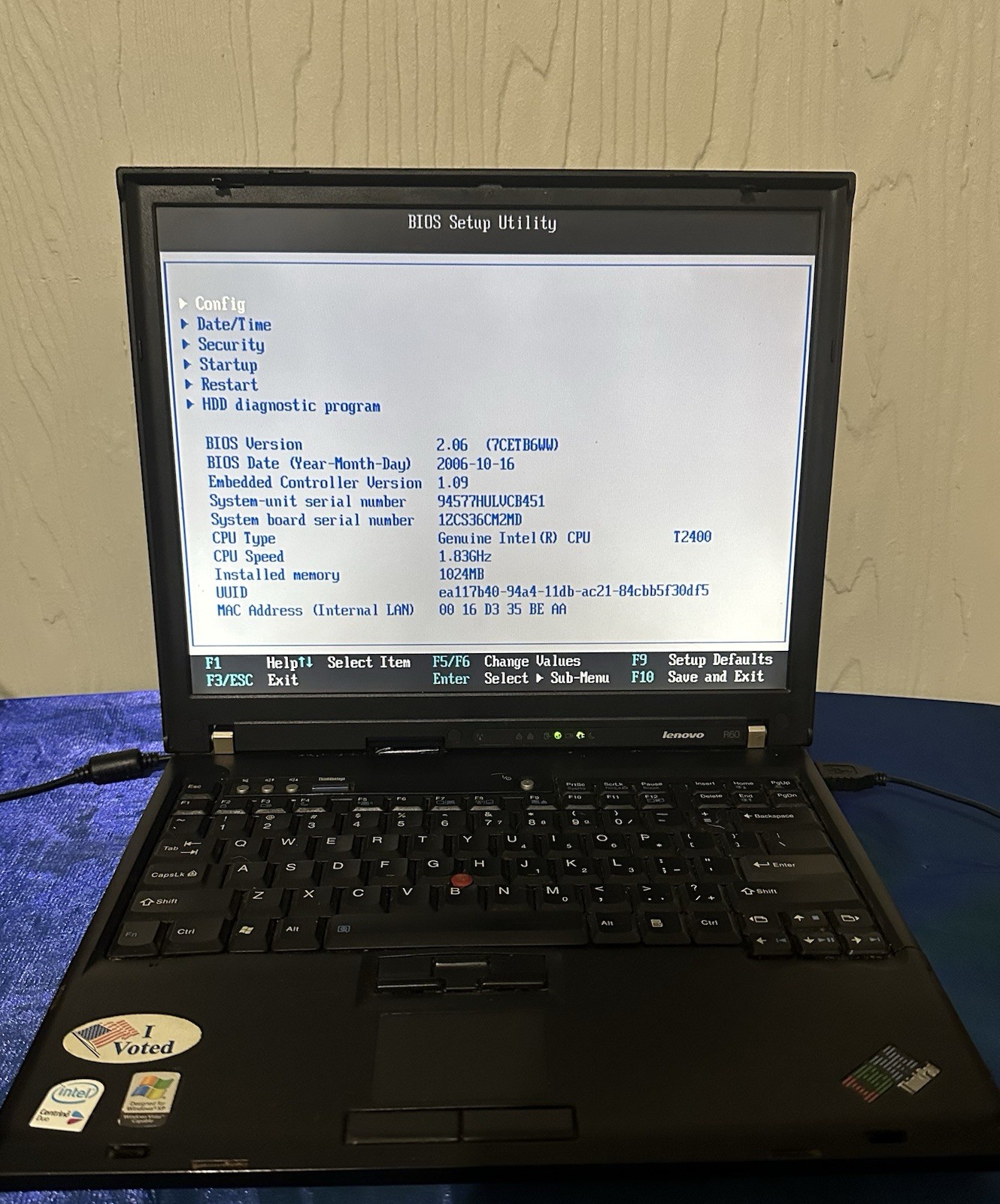 IBM ThinkPad Lenovo Type 9457 WinXP Laptop 1.83GHz 1GB RAM w/Charger Never Used!