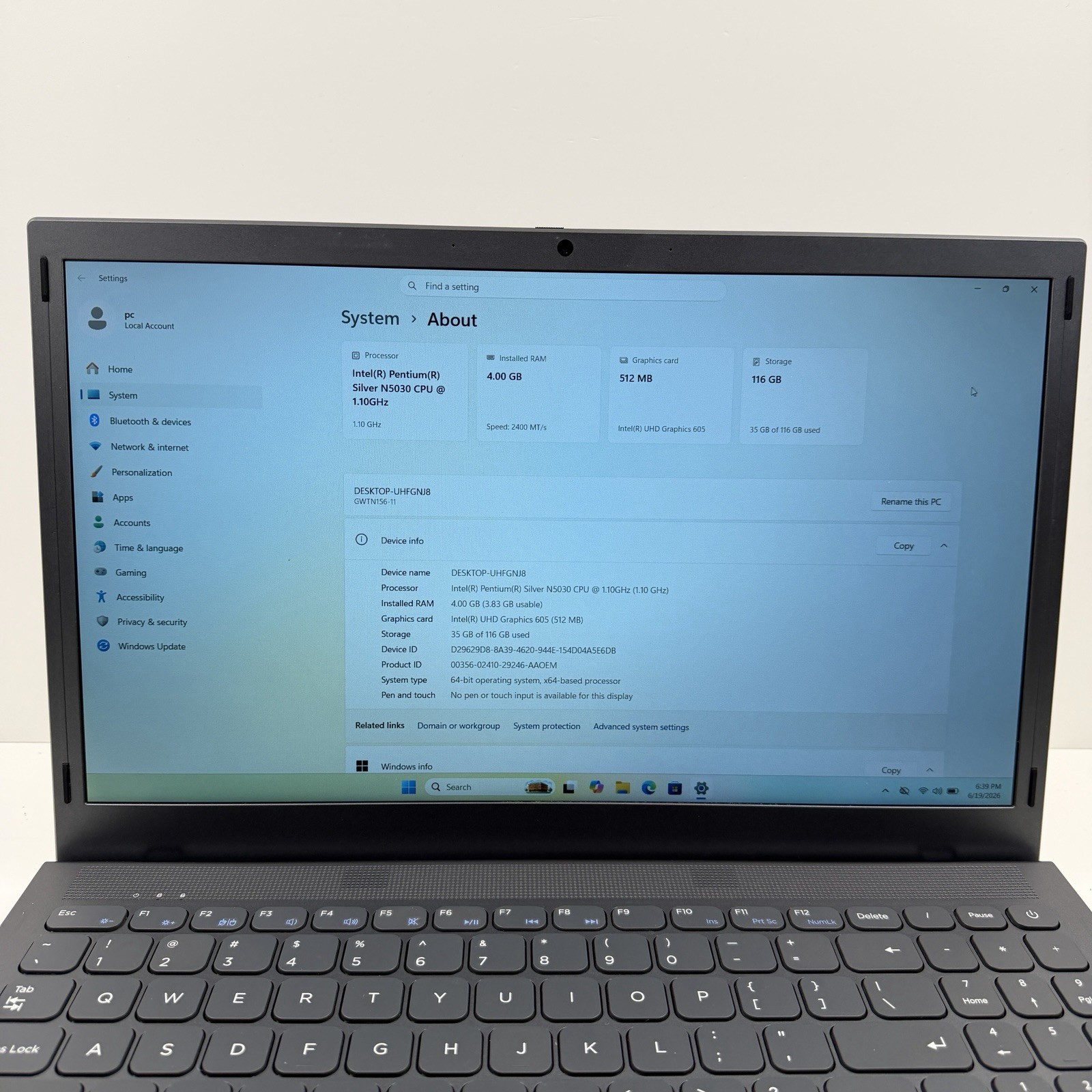 Gateway Laptop GWTN156-11BK 15.6″ Silver N5030 1.1GHz 4GB RAM 128GB SSD
