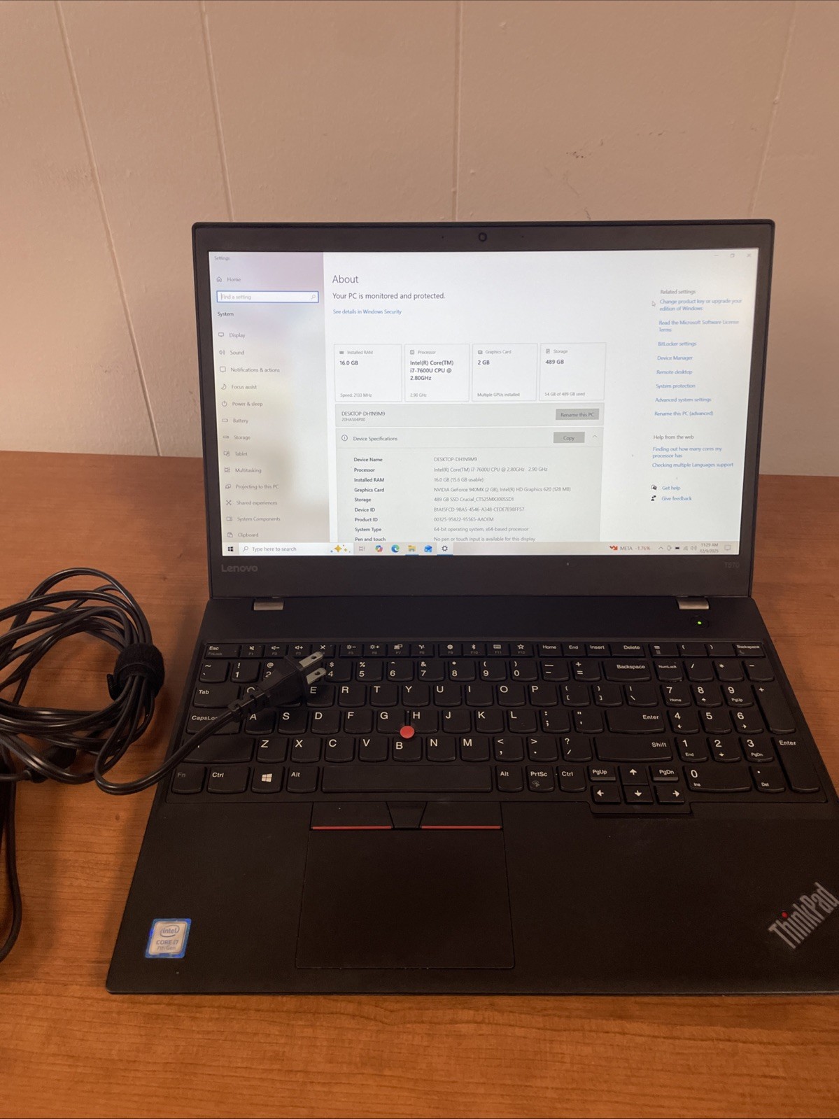 Lenovo ThinkPad T570 15.6″ Laptop i7-7600U 2.80GHz 16GB RAM 256GB SSD Win 10 PRO