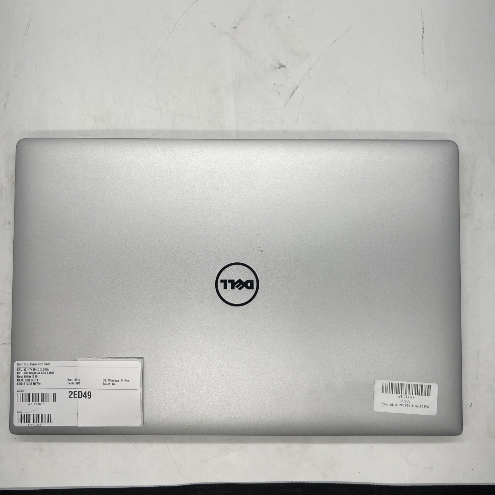 Dell Precision 5520 Laptop i5 7440HQ 2.8GHz 8GB RAM 512GB SSD Win11P