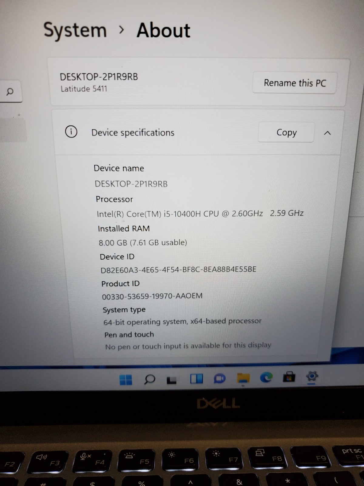 DELL Latitude 5411 14″ Laptop Core i5-10400H 8GB RAM 256GB SSD Win11 #69