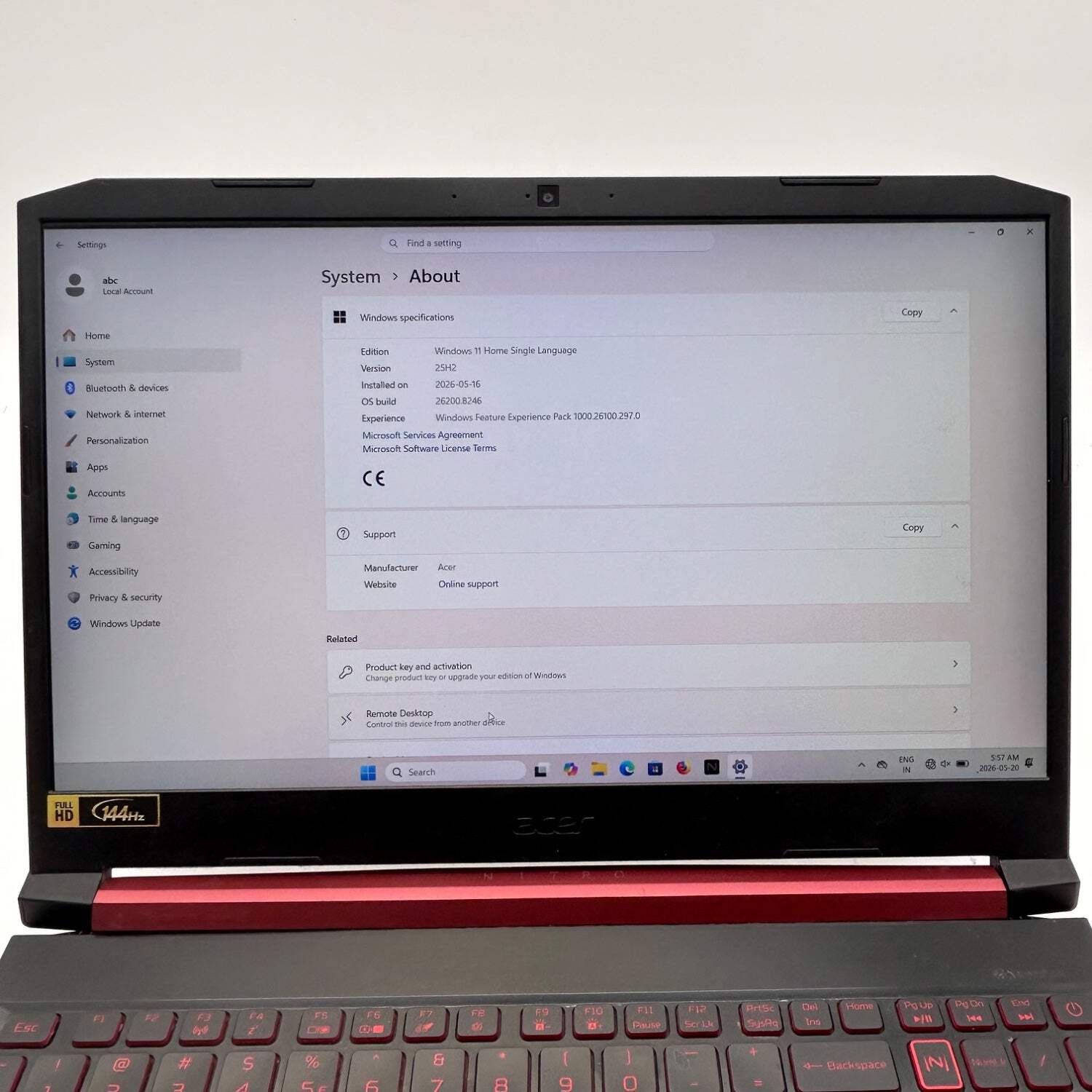 Broken Acer Nitro 5 AN515‑54 15.6″ i5-9300H 8GB 1TB & 256GB SSD For Parts “Read”