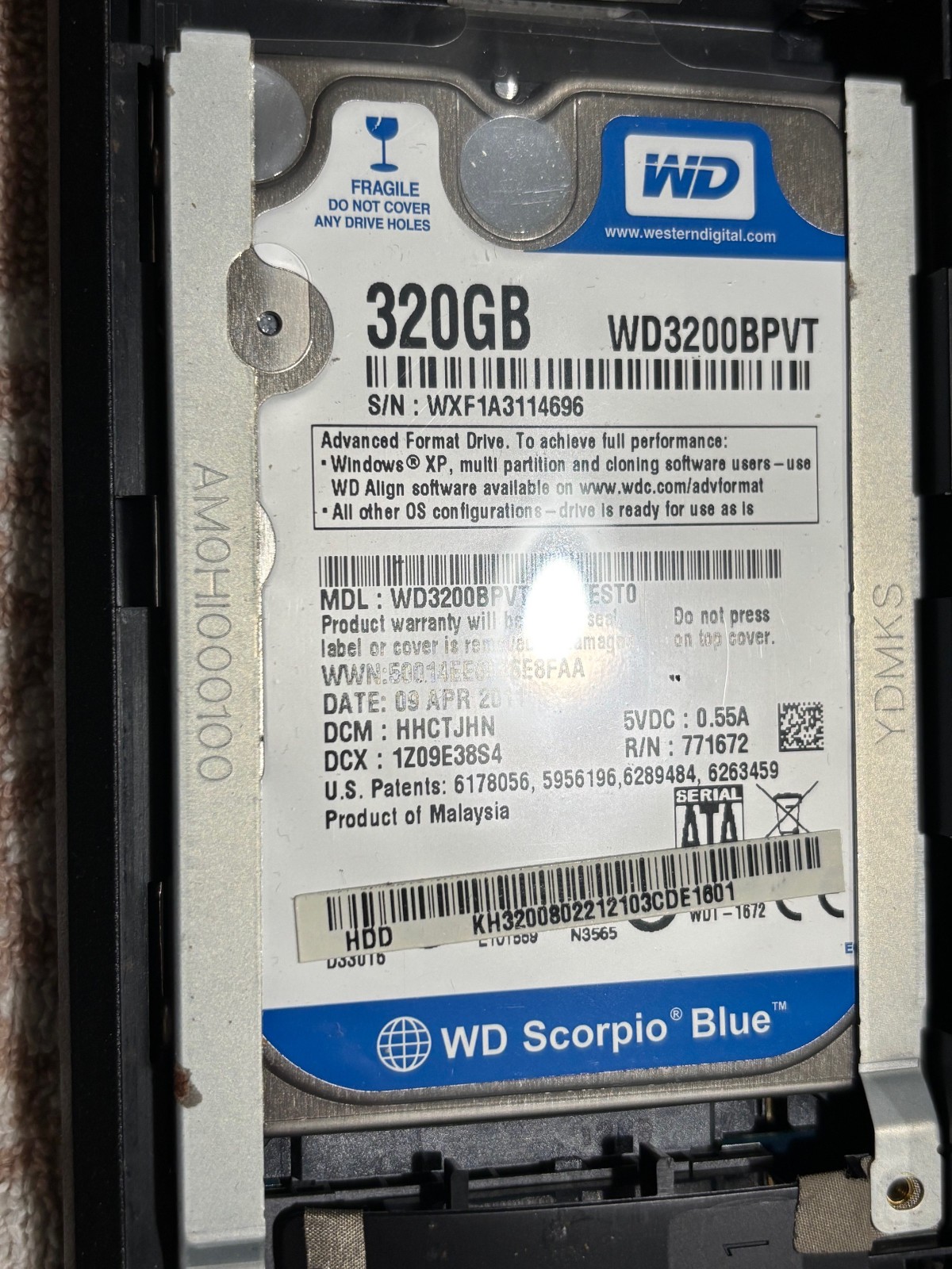 ACER Aspire 5750-7638 15.5 inch used laptop for parts/repair has HDD