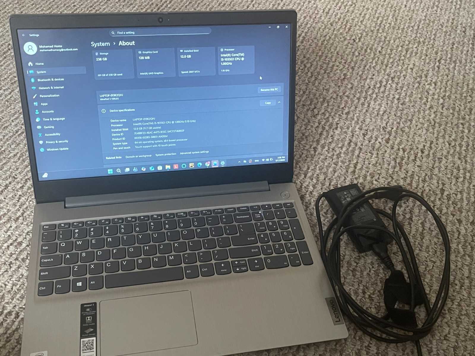 Lenovo Ideapad 1i 15.6 FHD Intel i5-1335U/12GB/256GB SSD/Windows 11 Gray