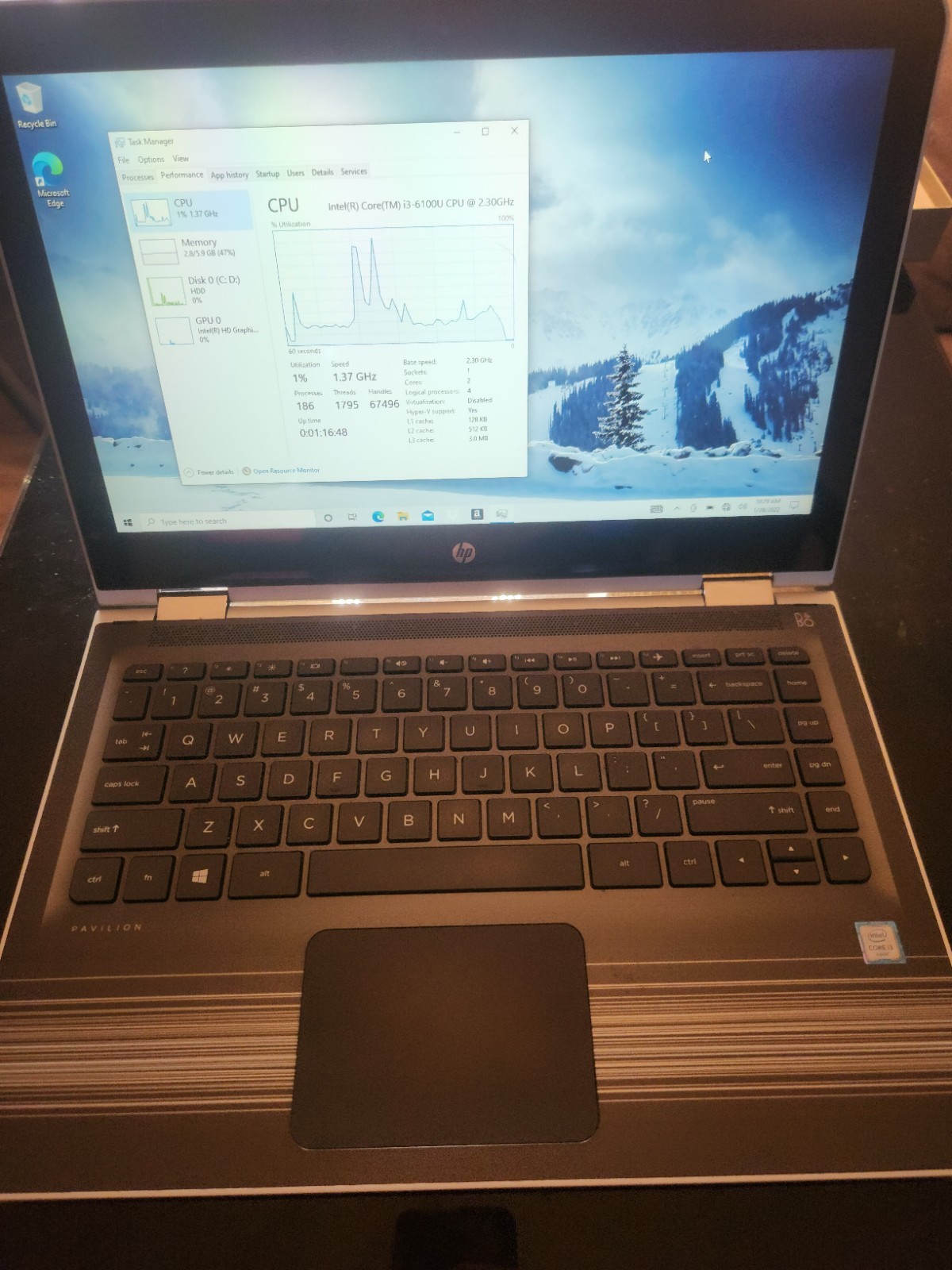 HP Pavilion X360 M3-U001DX Intel Core i3-6100U 2.3GHz 6GB 500GB HDD , Charger
