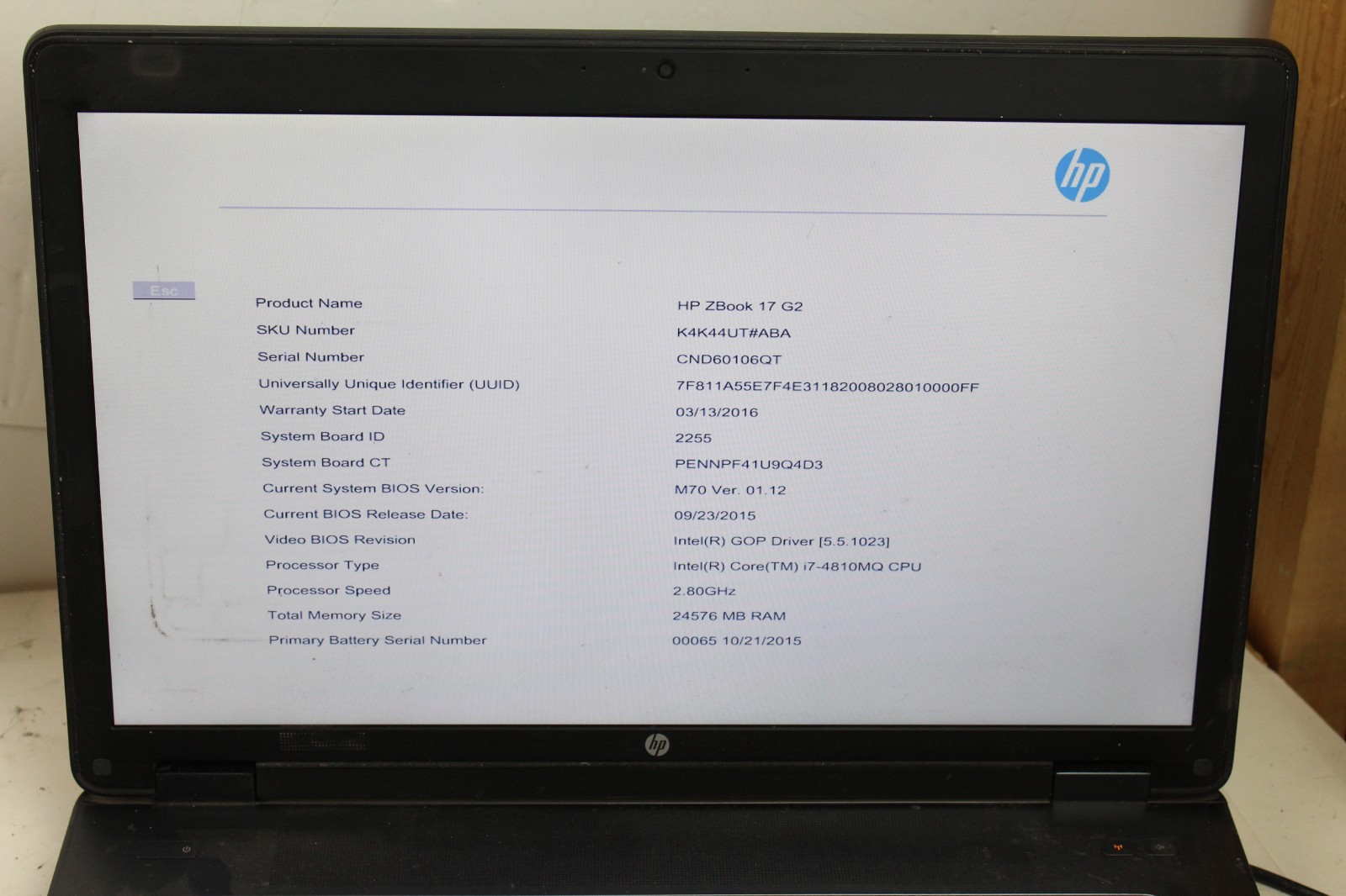 AS IS PARTS Lot of 2 HP ZBook 17 G2 2.4GHz i7-4810MQ 24GB RAM NO HDD