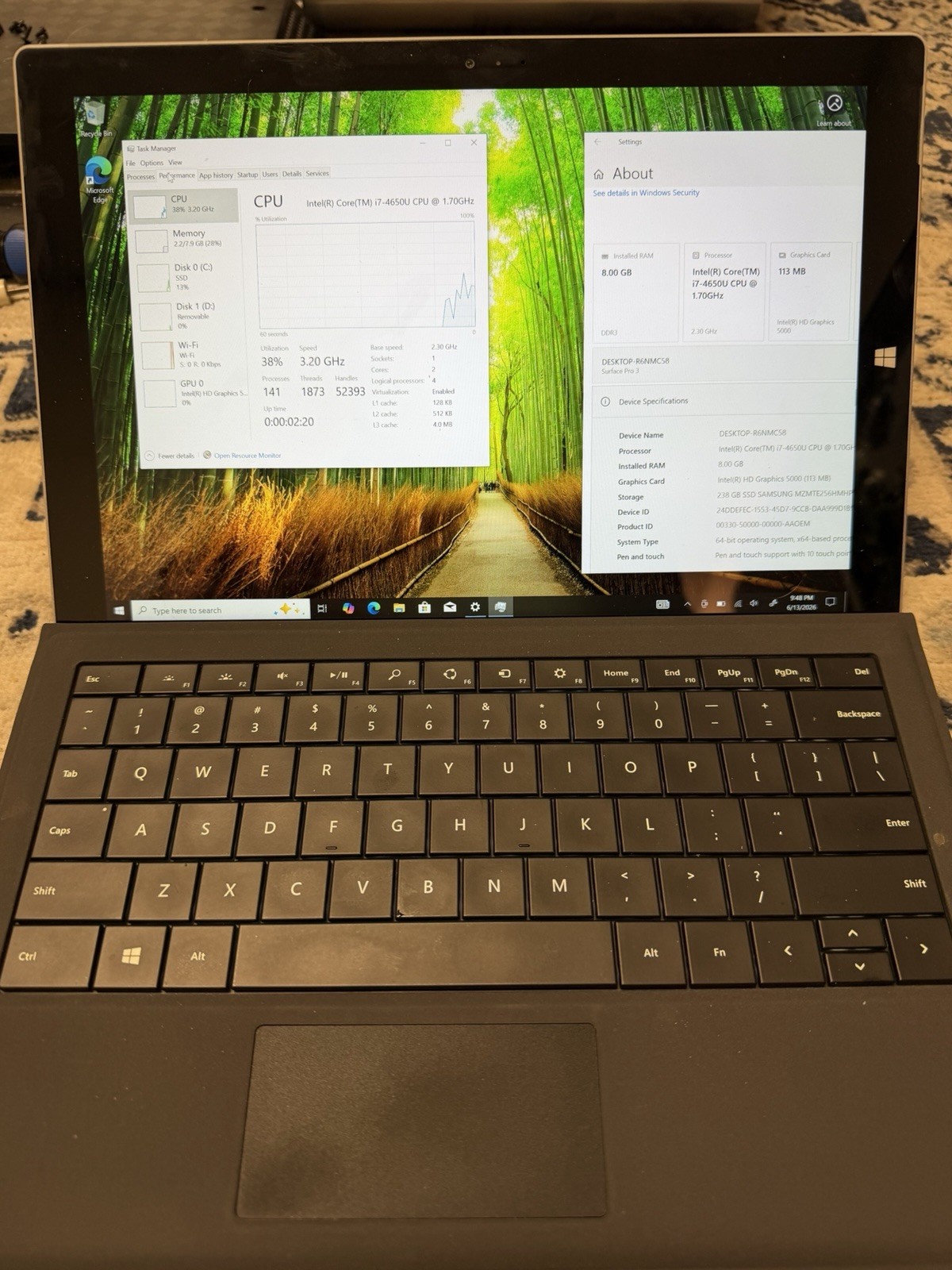 Microsoft Surface Pro 3 Core i7 4650u 1.7GHz 8GB RAM 256GB SSD Windows 11 Pro
