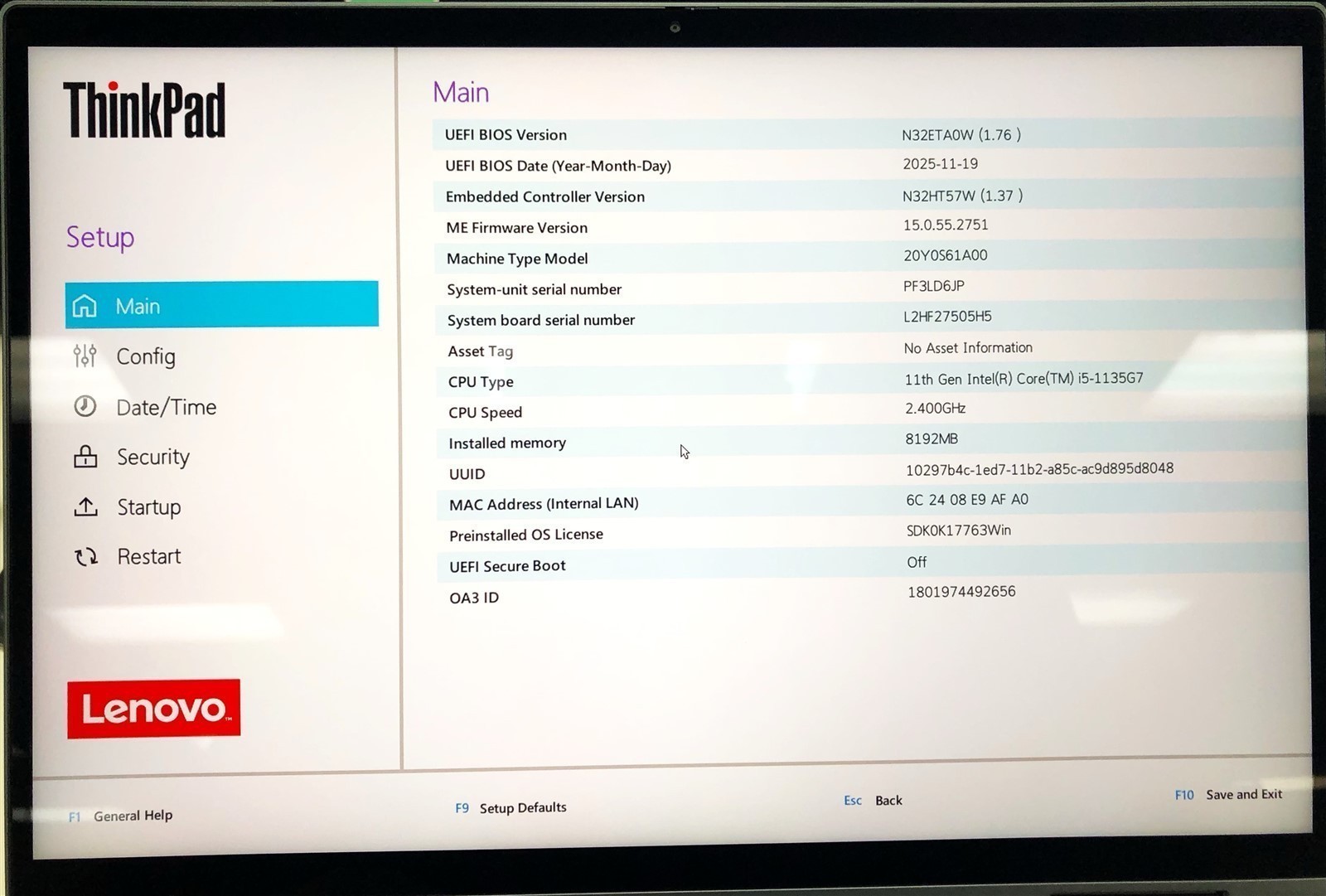 Lenovo ThinkPad X1 Yoga Gen 6: Core i5-1135G7 2.4GHz – 8GB – 512GB (SELECT)
