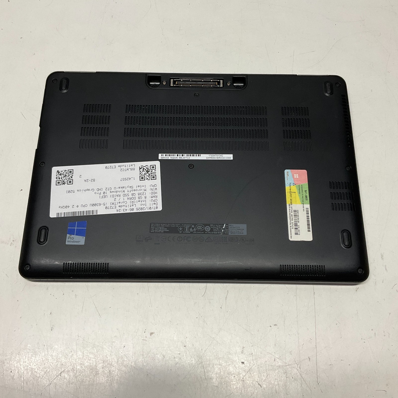 Dell Latitude E7270 Core i5-6300U 2.4Ghz 8GB Ram 256GB SSD Windows 10 Pro