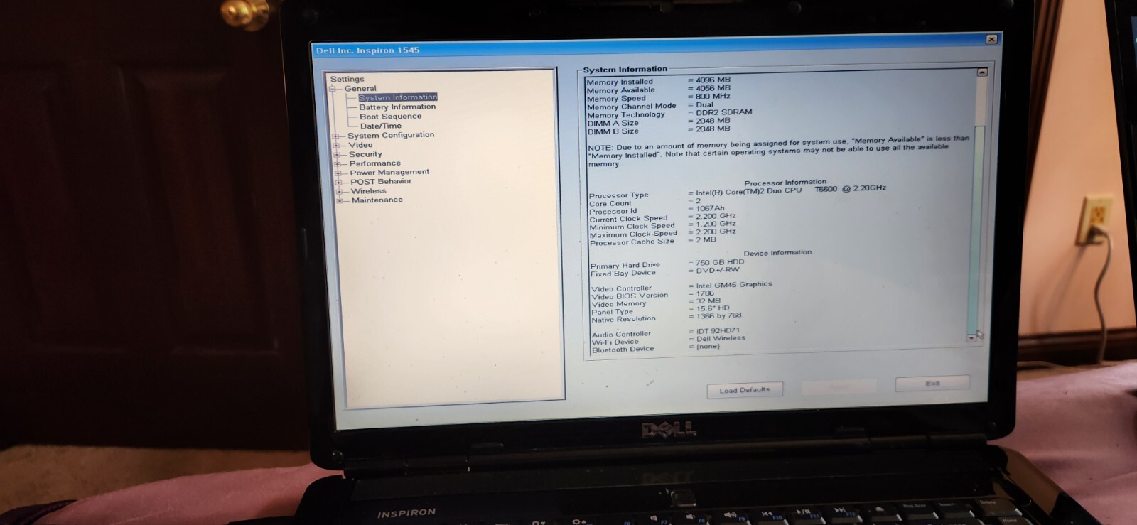 Dell Inspiron 1545 15.6” T6600 2.2GHz AC Adapter 750GB SSD Windows 10