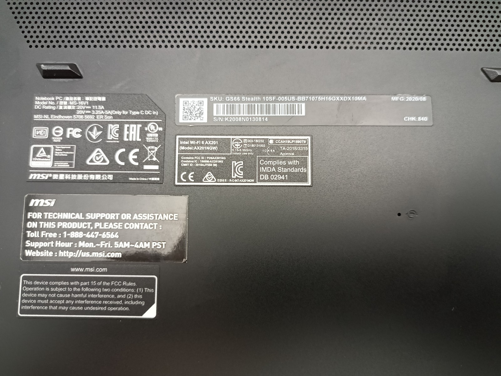 Broken MSI Stealth GS66 i7-10750H 8GB RAM No SSD RTX 2070 Bad GPU #91