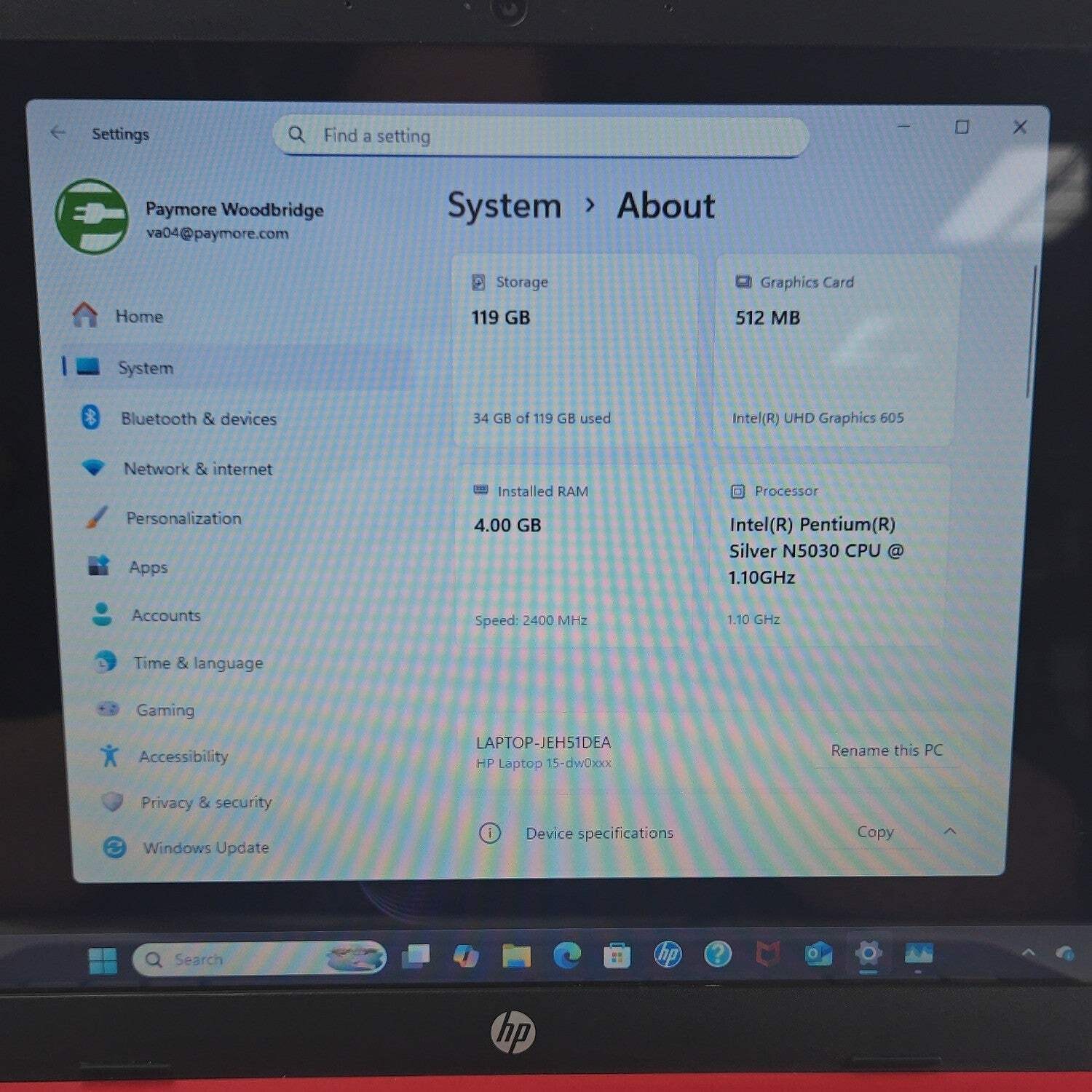 HP Laptop 15-DW0083WM 15.3′ Pentium Silver N5030 1.1GHz 4GB RAM 128GB SSD