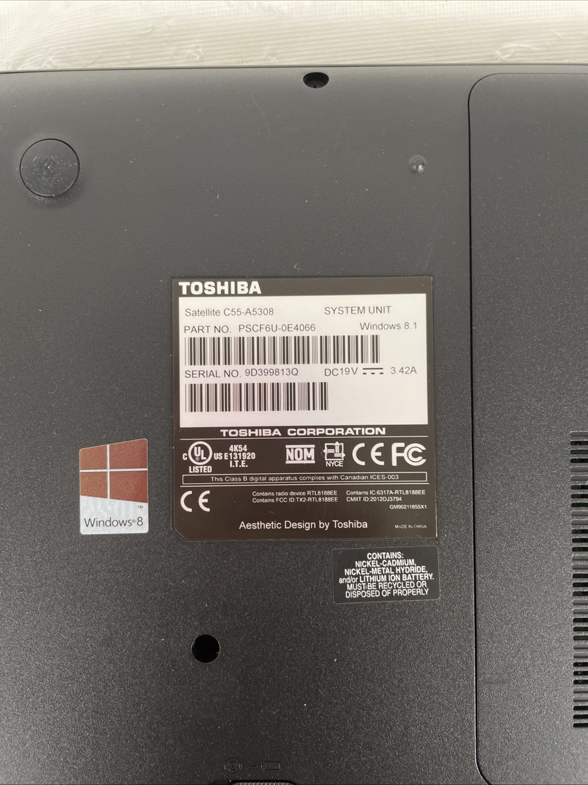 Toshiba Satellite C55-A 15.6 | i3-3120M 2.5GHz | 8GB RAM | No HDD | BB