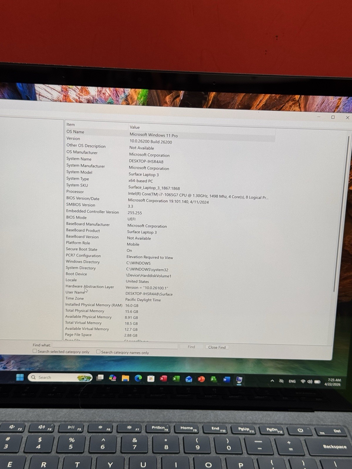 Microsoft Surface Laptop 3 13.5” i7 10th Gen 1.3 GHz-16GB 512GB Windows 11pro