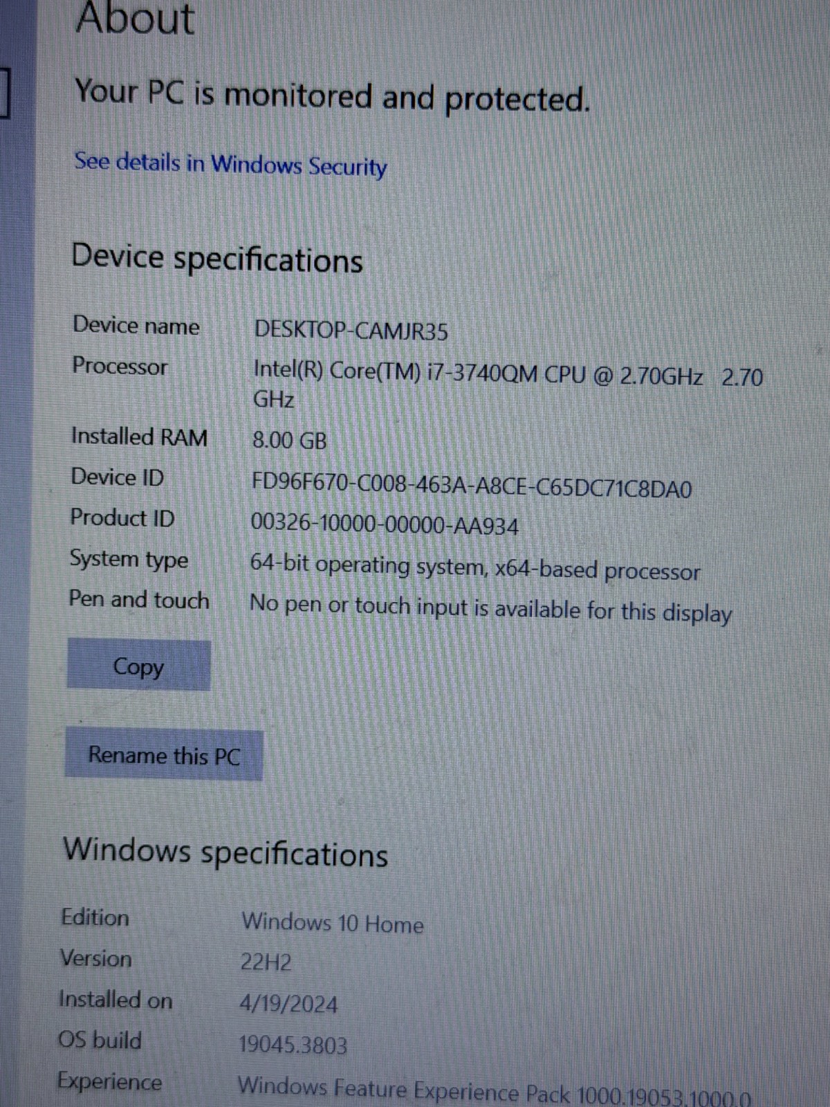 Dell Latitude E6530 i7-3520M @ 2.70GHz 8GB RAM 512GB HDD W10 *SEE PICS/READ*
