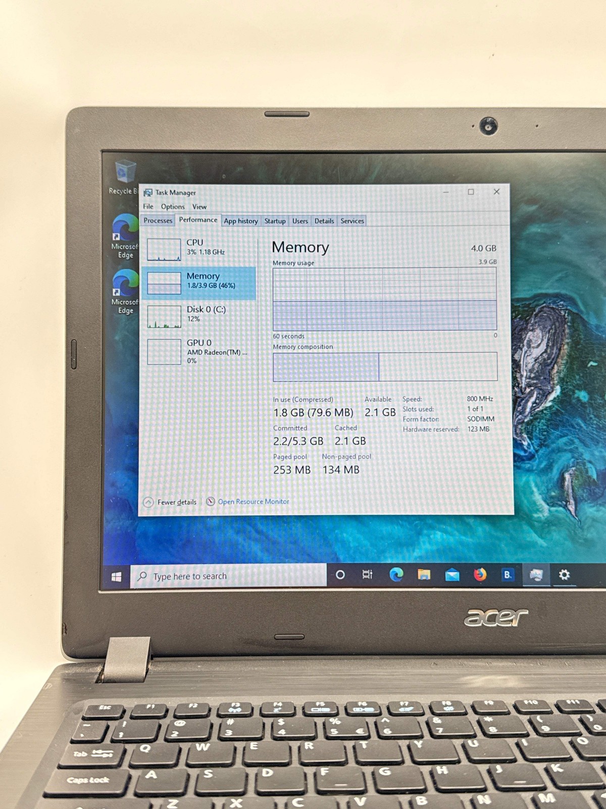 Acer Aspire 3 15.6″ A315-21 AMD E2-9000e@1.5GHz 4GB RAM 1TB HDD Laptop