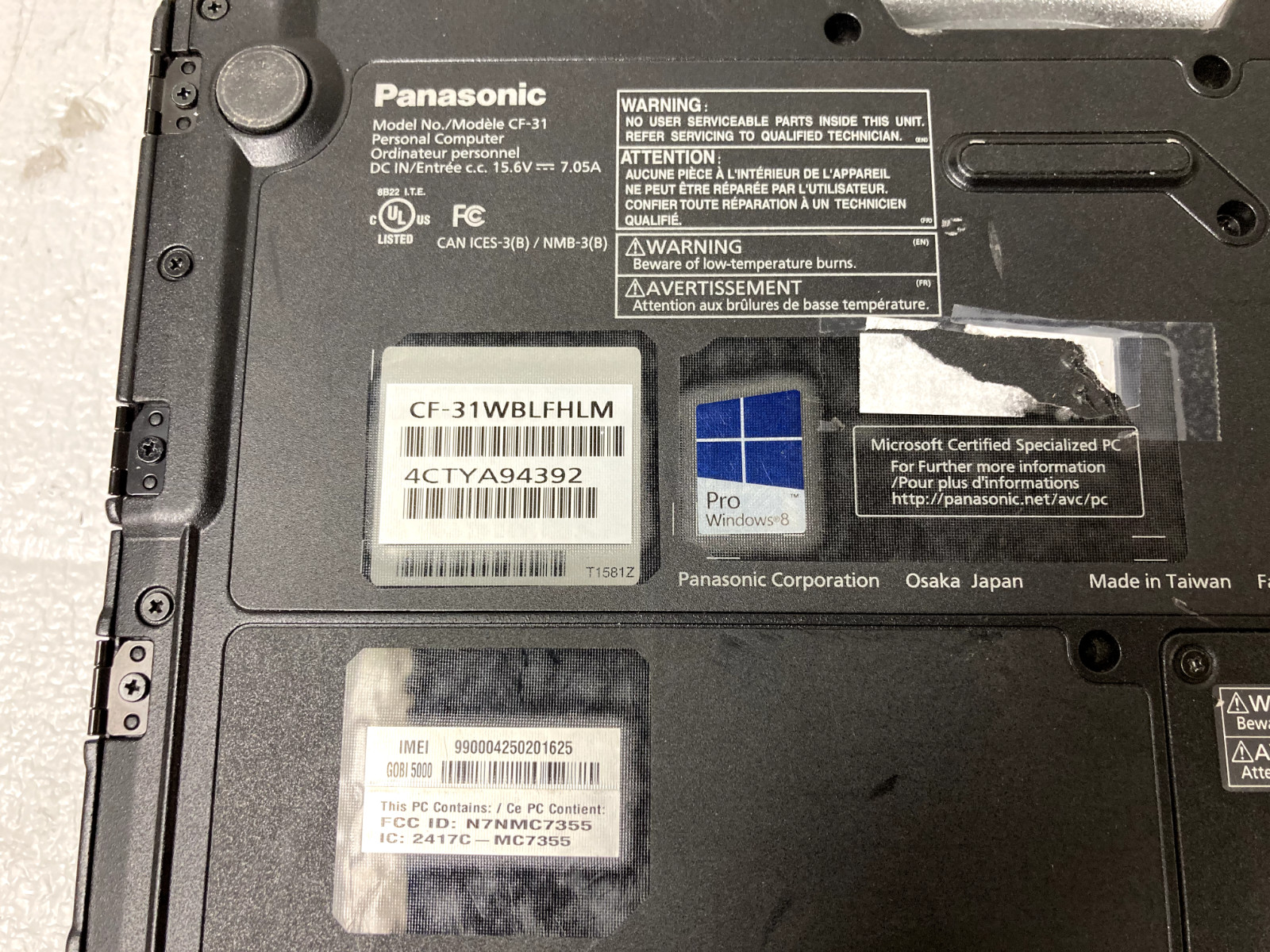 Panasonic Toughbook CF-31 13.1″ Core i5-3340M @2.70GHz 12GB RAM 256GB SSD