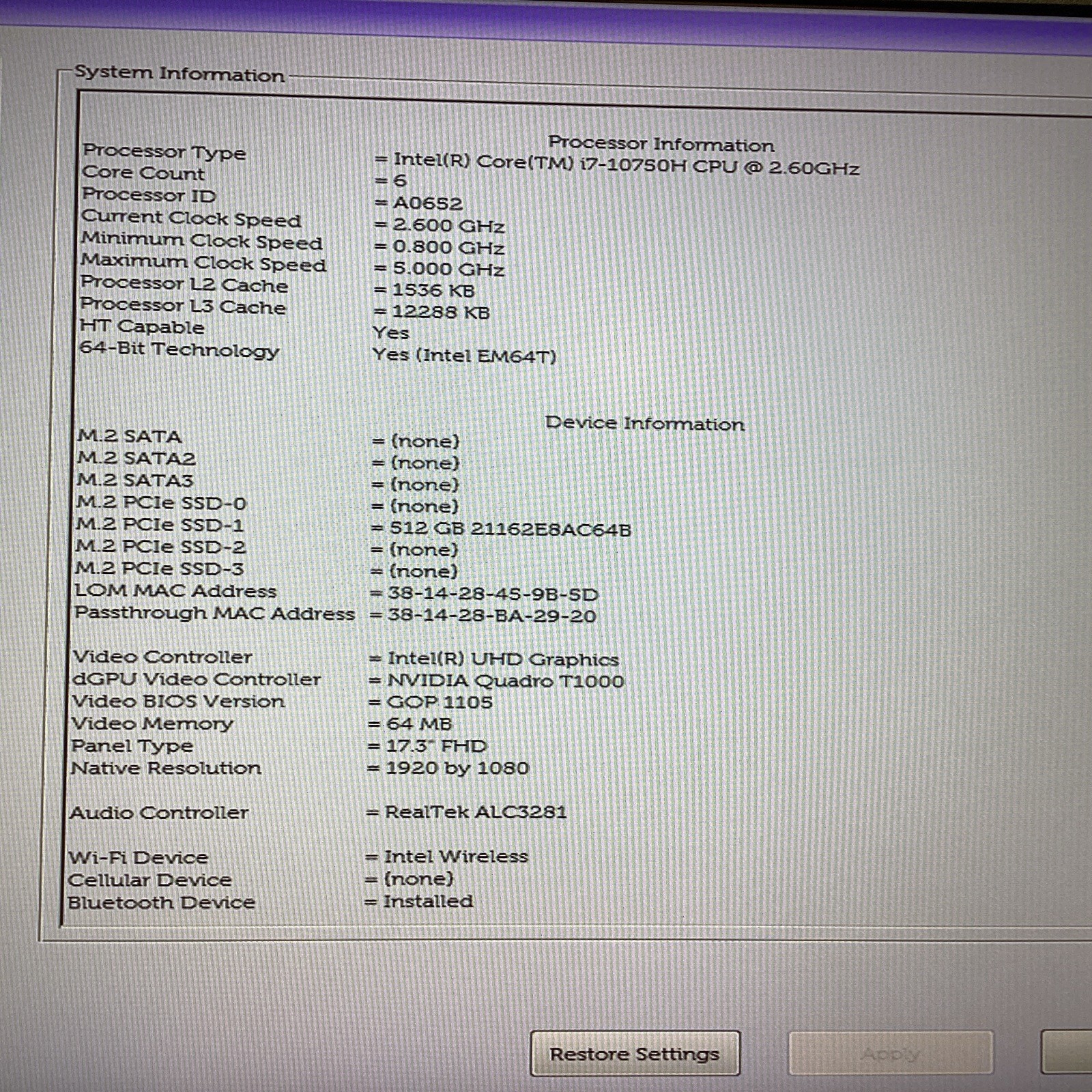 Dell Precision 7750 i7-10750H | 32GB RAM | 512GB SSD | T1000 | No OS/ CHARGER