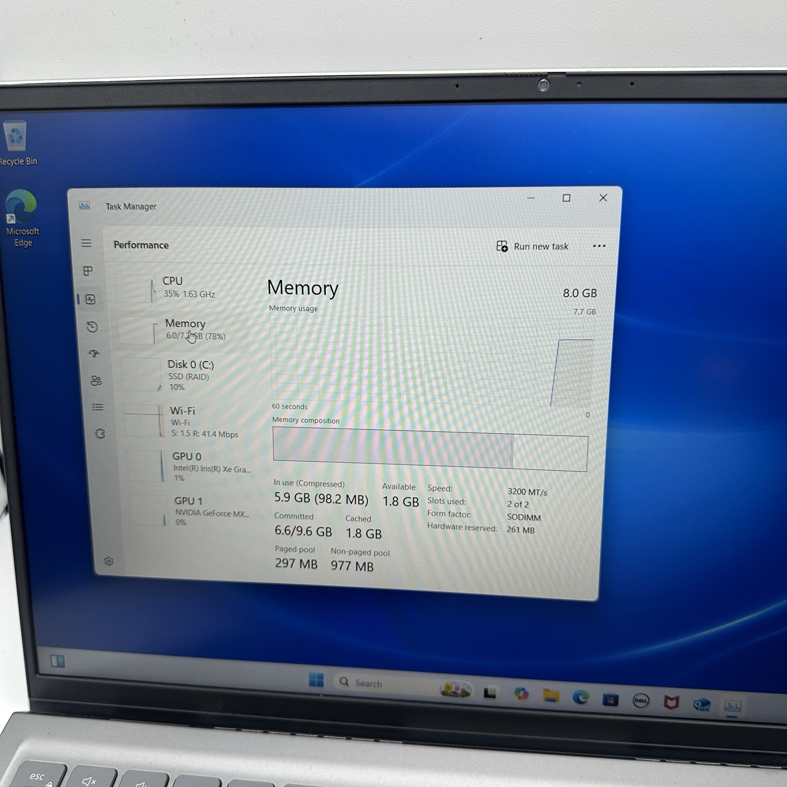 Dell Inspiron 15 5510 15.6″ i5-11320H 3.4GHz 8GB RAM 265GB SSD MX450