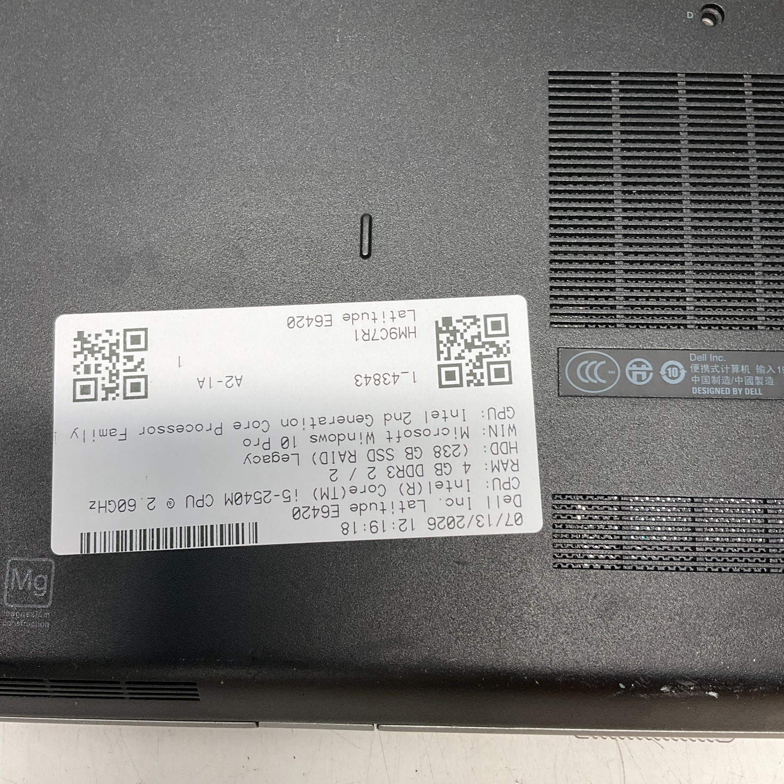 Dell Latitude E6420 Laptop Intel i5-2540M 2.60GHz 4GB 256GB SSD Windows 10 Pro