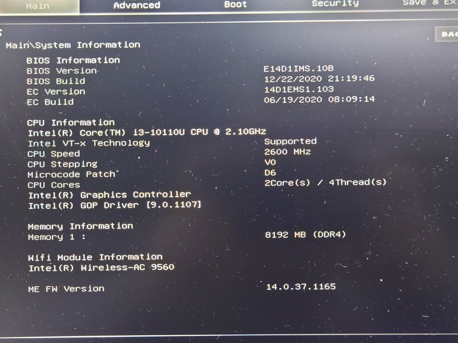 MSI Modern 14 MS-14D1 14″ FHD i3-10110U 8GB RAM No SSD/OS