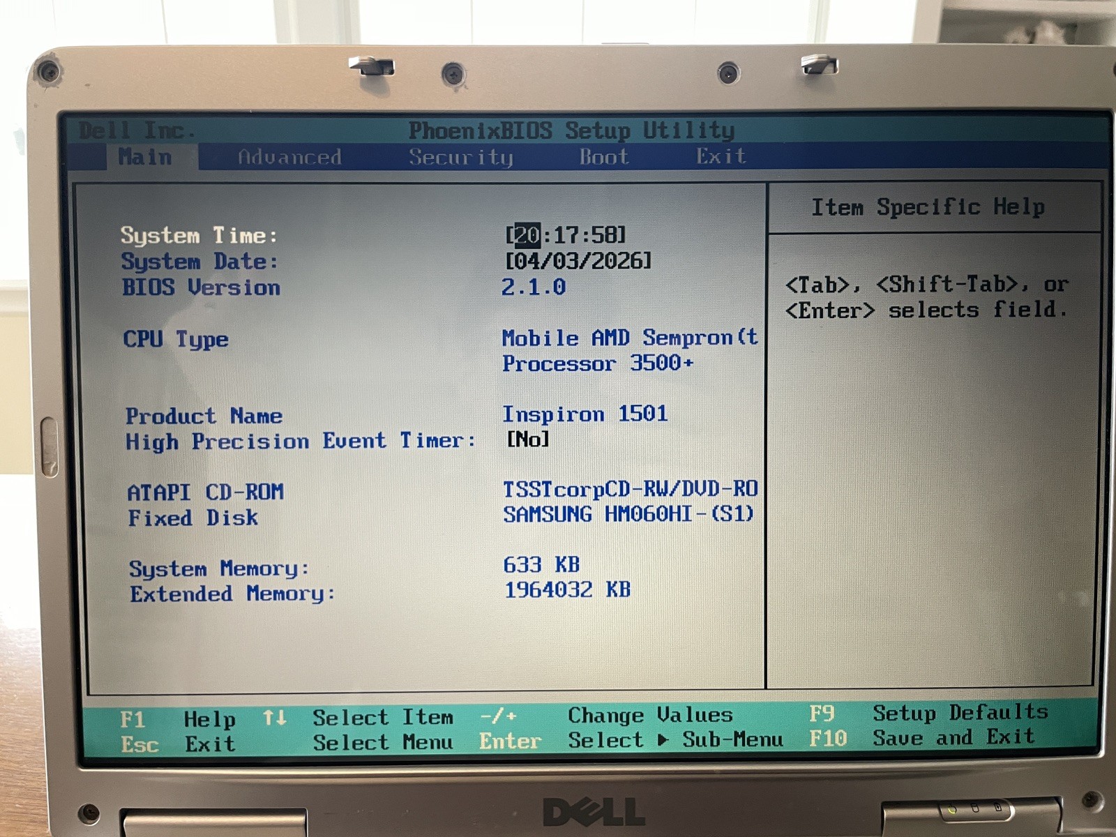 Dell Inspiron 1501 Windows XP Laptop (SGC1)