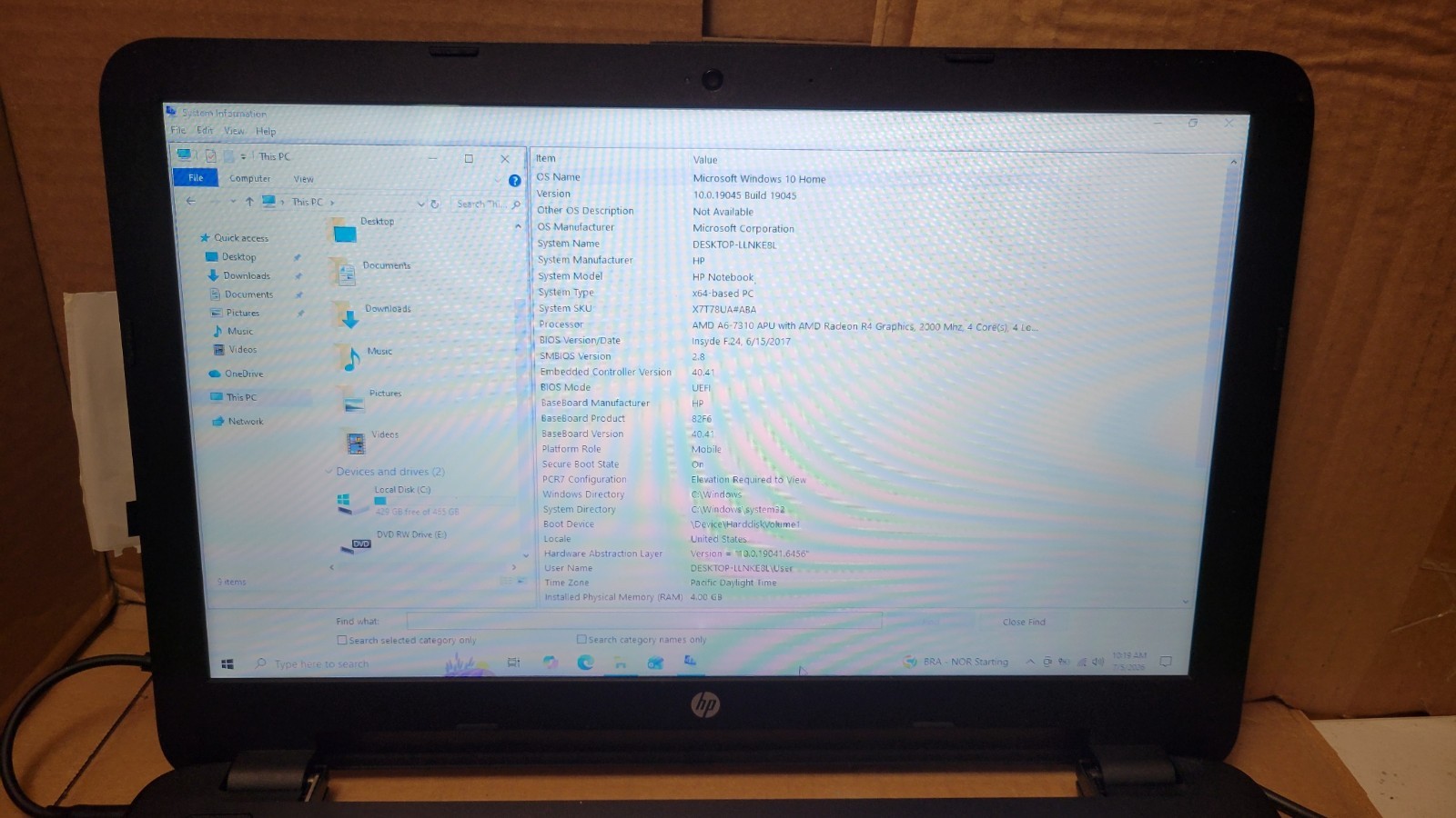 HP Notebook 15-ba009dx Laptop | AMD A6-7310 2GHz | 4GB RAM | 500GB HDD | Win10