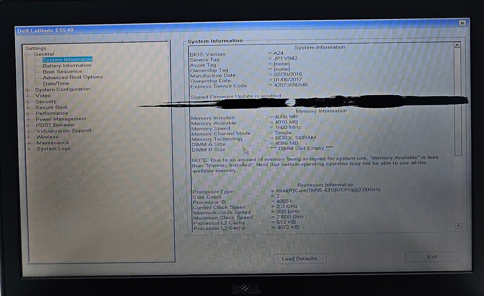 Dell Latitude E5540 15.6″ Laptop Intel Core i5-4310U 4GB Ram NO HD/OS/BATT (FL)