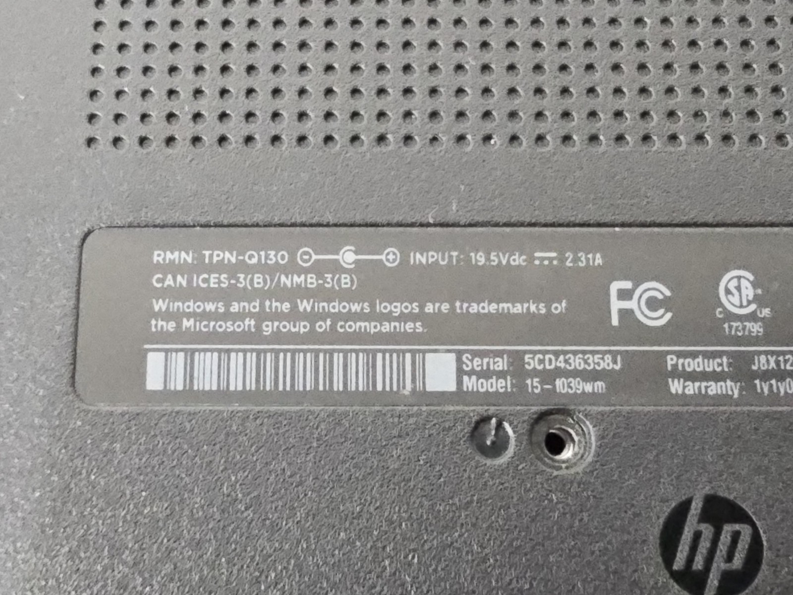 HP 15-1039WM 15.6″ Laptop Intel Celeron-N2840 Parts / Repair READ No HDD
