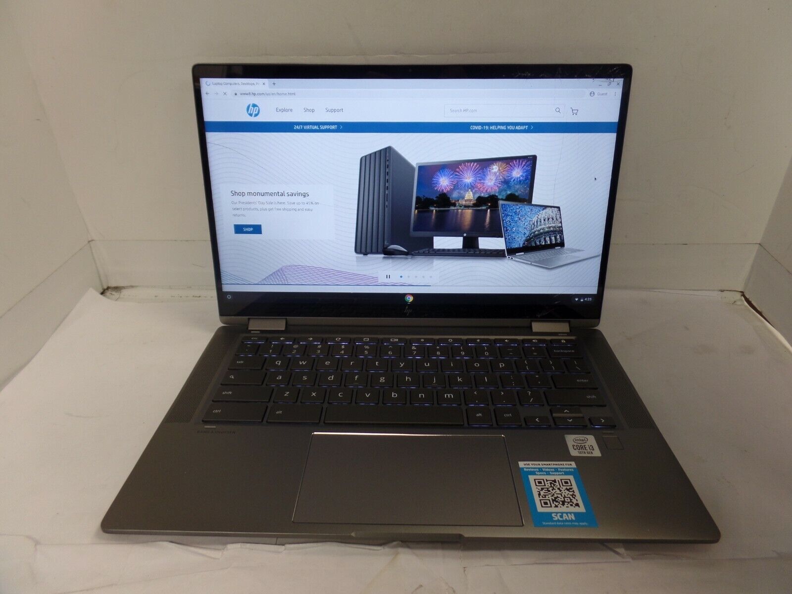 HP Chromebook 14c-ca0053dx 14″ FHD i3-10110U 2.1GHz 8GB 64GB eMMC AS IS CRACKED