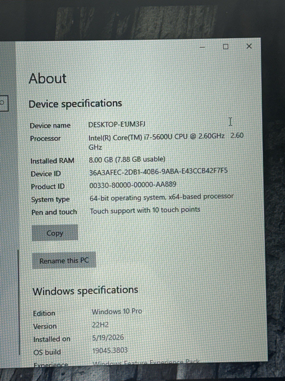 Dell Latitude e5550 i7- 5th 5600U 2.60GHz 8GB Ram 512GB SSD Win 10 Touch Screen