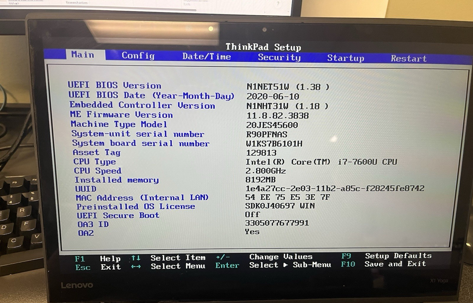 Lenovo X1 Yoga 2nd Gen i7-7600U 2.80GHz 8GB RAM NO SSD NO OS