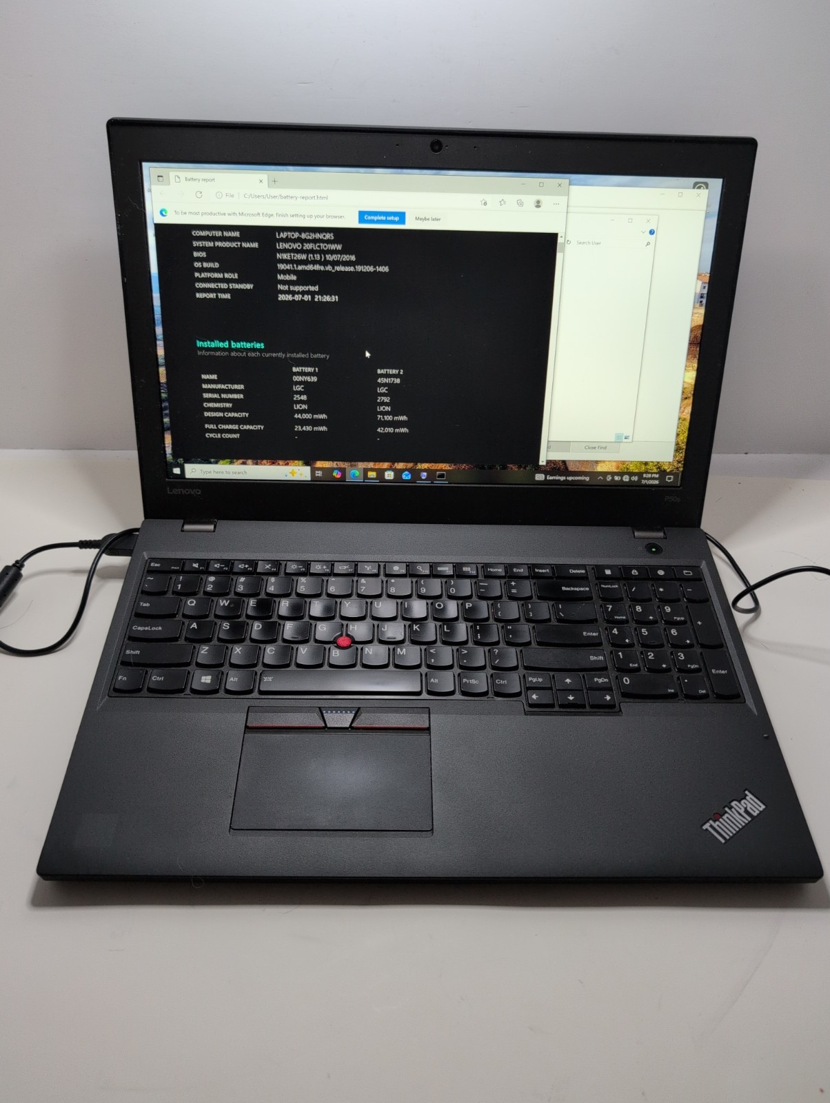 Lenovo ThinkPad P50s 15.6″ i7-6500U 8GB RAM 128GB SSD NVIDIA Quadro M500M Win10
