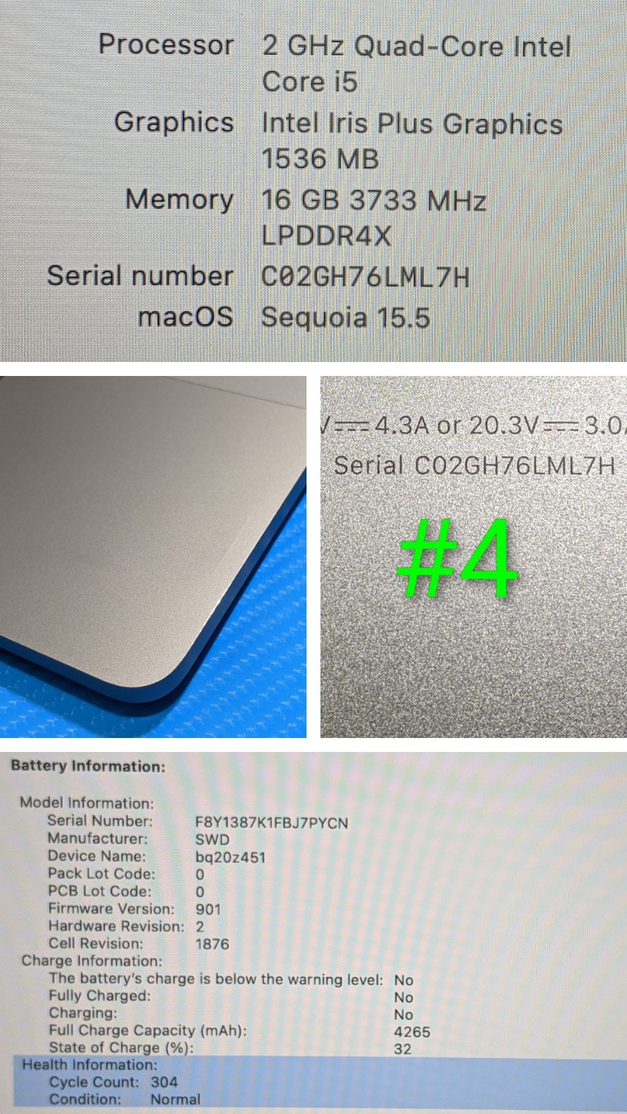 Apple MacBook Pro 13″ A2251 (2020) i5-1038NG7 2GHz 16GB 512GB SSD Sequoia +PA