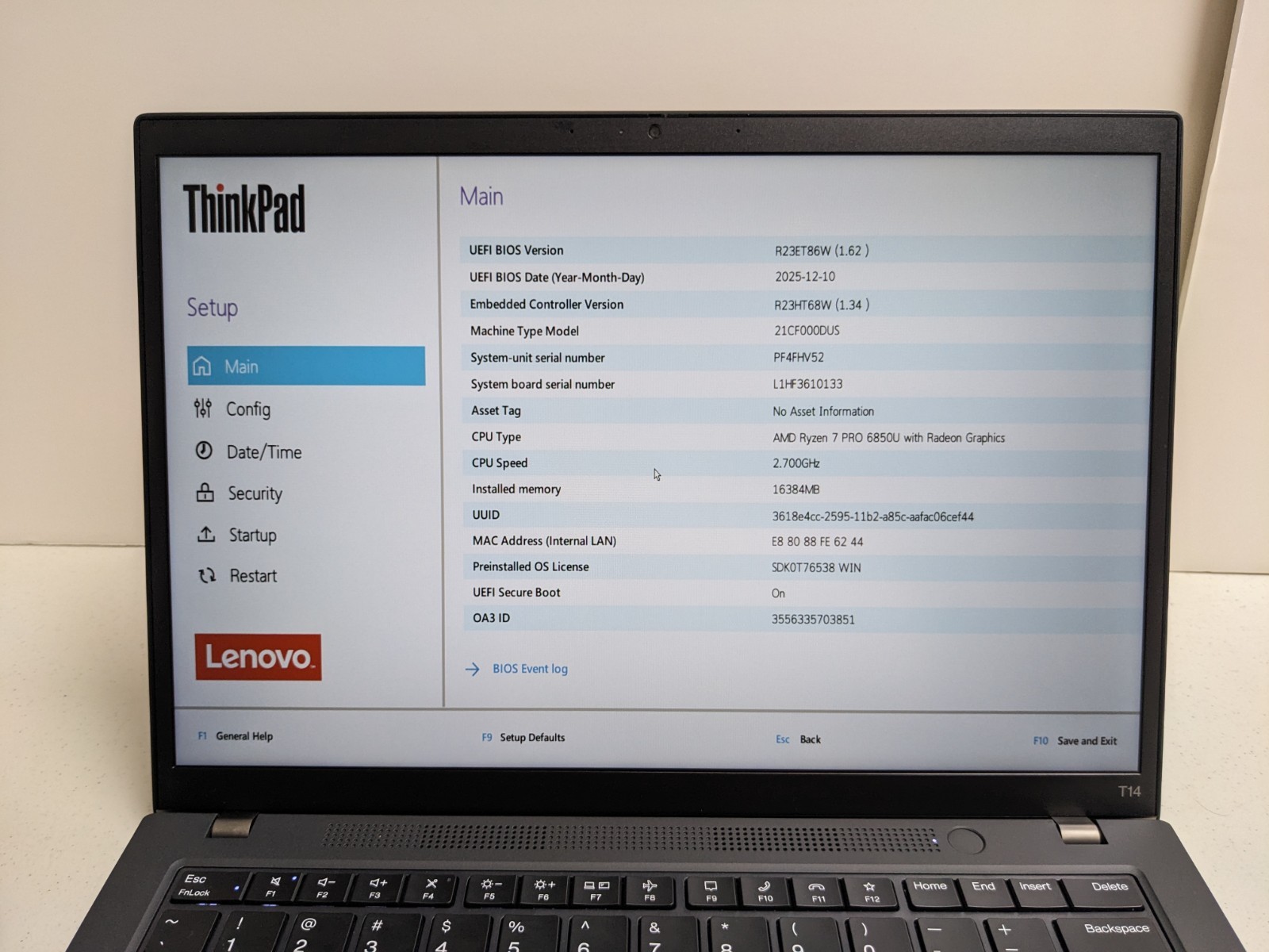 Lenovo Thinkpad T14 Gen3 Ryzen 7 6850U, 16gb RAM, 512GB SSD, touch, mfg warranty