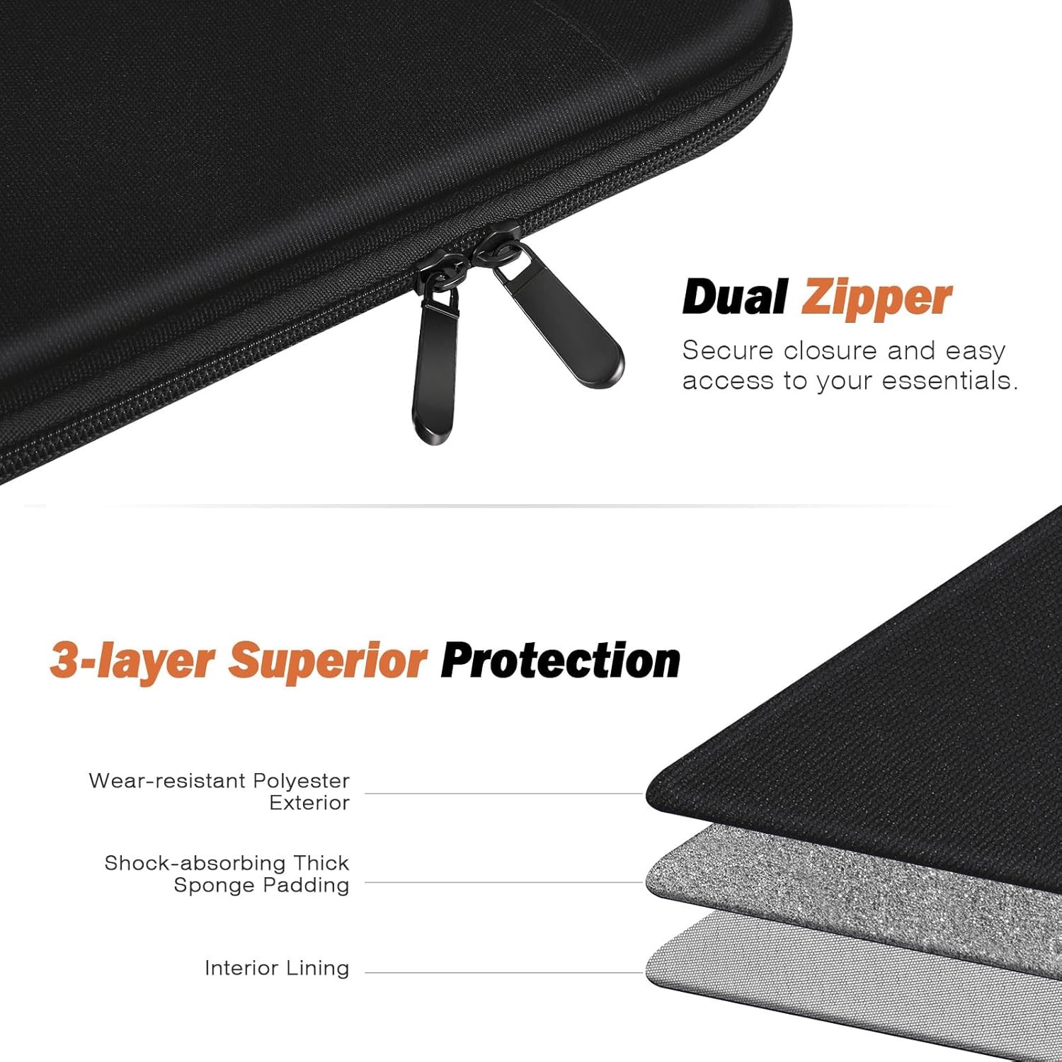 Laptop Sleeve Case 13.3-14 Inch, Compatible with 13″ MacBook Neo/Mac Air M5, Bla