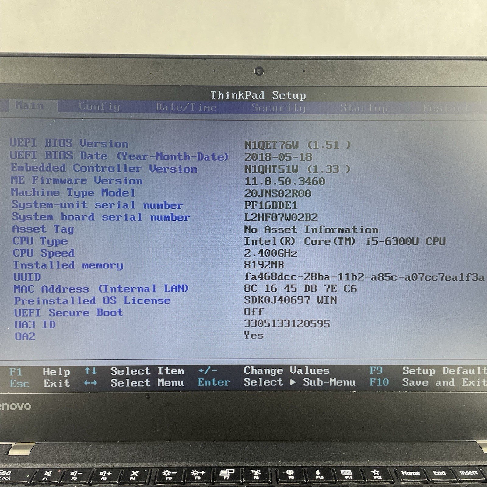 Lenovo ThinkPad T470 14″ i5-6300U 2.40 GHz 8 GB RAM No SSD/OS/AC