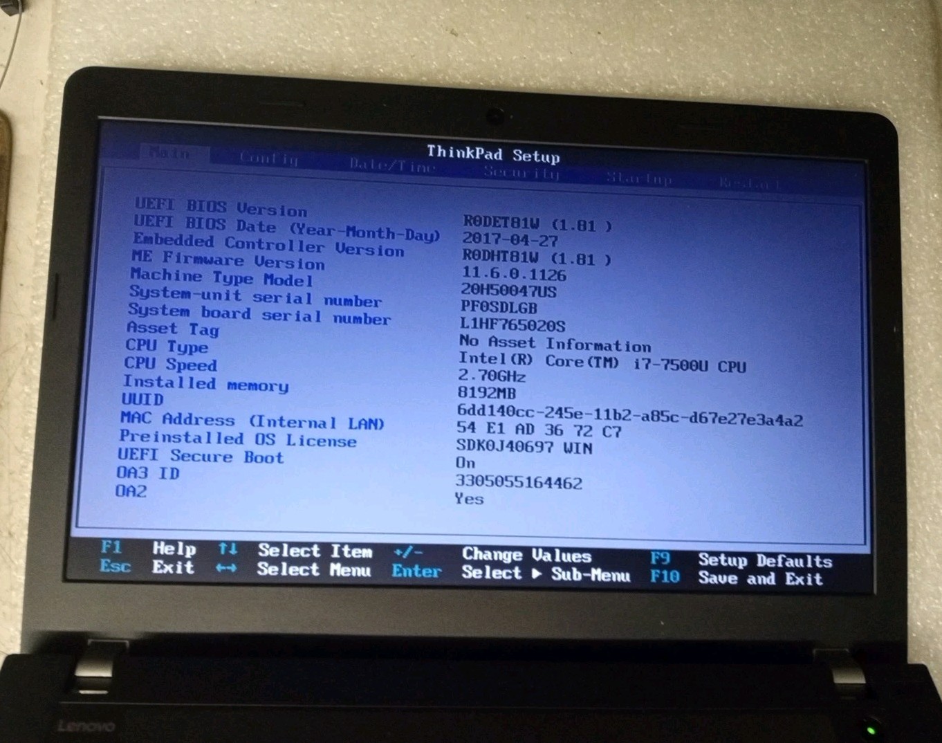 Lenovo ThinkPad E570 i7-7500U 8GB RAM 256GB SSD GeForce GTX 950M