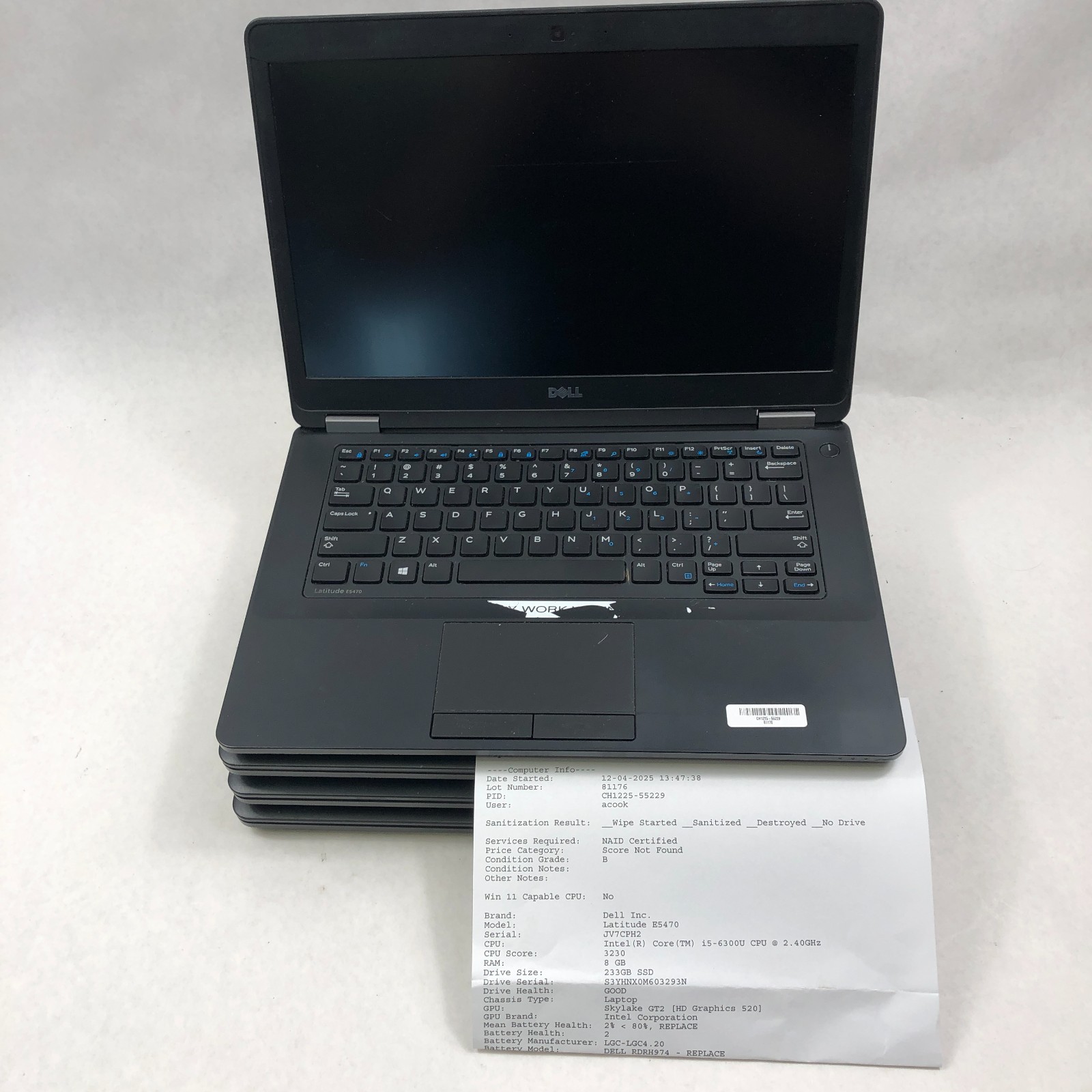 Lot of 5 Dell Latitude E5470 Intel Core i5-6300U 4/8GB RAM No HDD *Read*