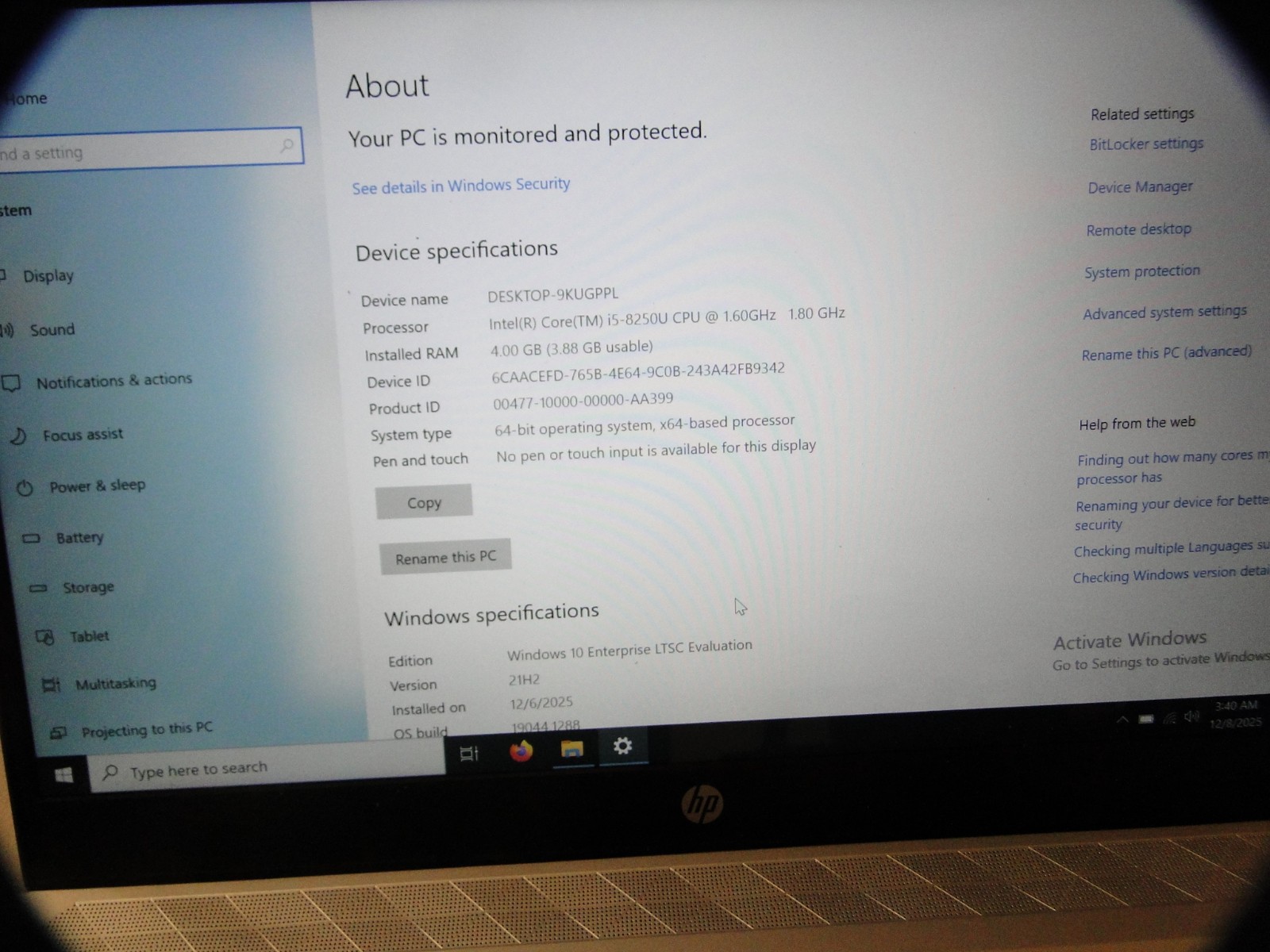 HP PAVILLION 14 CE0022TU I5-8250U 4GB DDR4 2400 RAM 256GB SSD