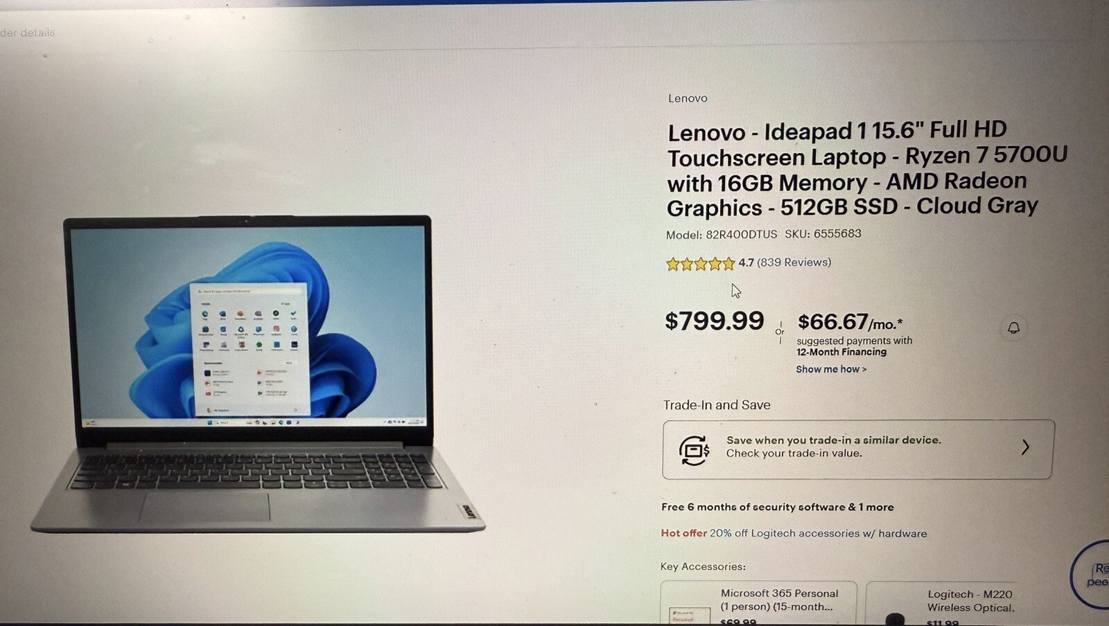 Lenovo – Ideapad 1 15.6″ (512GB SSD, AMD Ryzen 7 5000, 16 Gb RAM) Laptop – GREY