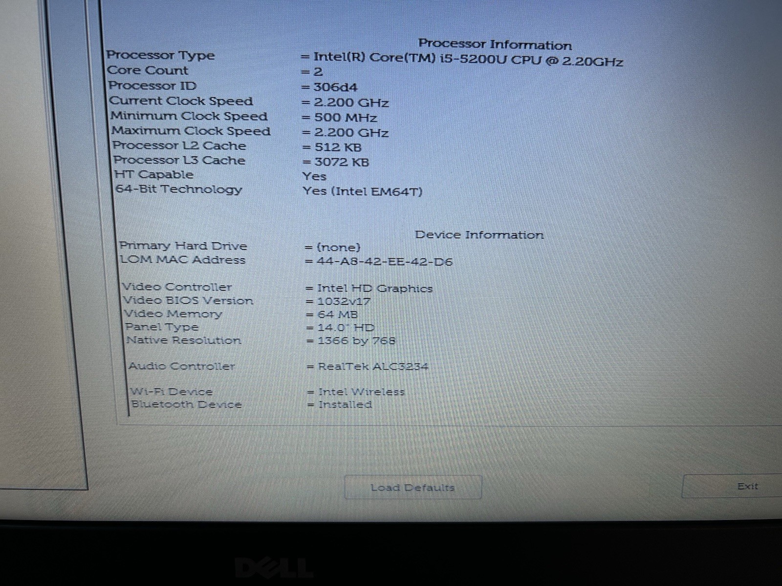 Dell Latitude 3450 i5-5200U 2.20GHz 4GB RAM – No HDD or OS