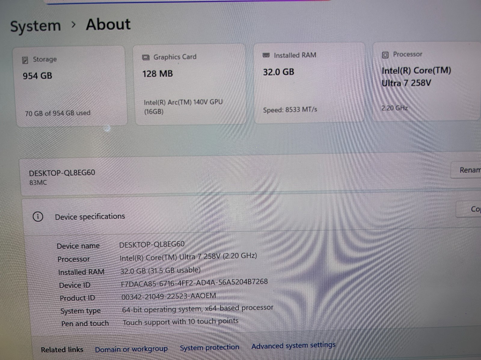 Lenovo Slim 7 14ILL10, Intel Core Ultra 7 258V, 2.20 GHz, 32 GB RAM, 1 TB NVMe