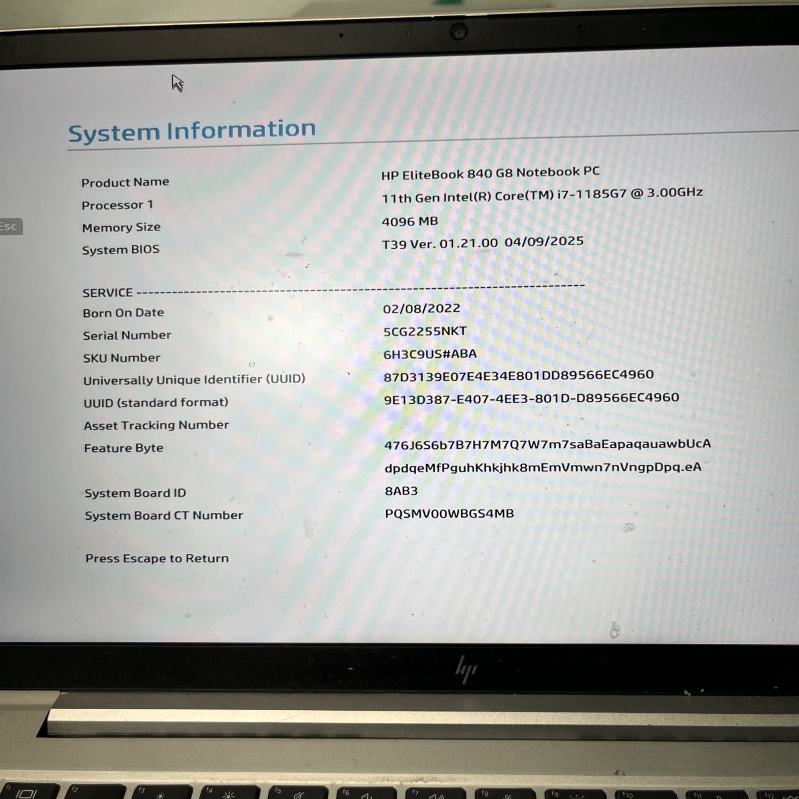 HP EliteBook 840 G8 Laptop Intel Core i7 1165G7 2.8GHZ 14″ NO RAM NO SSD