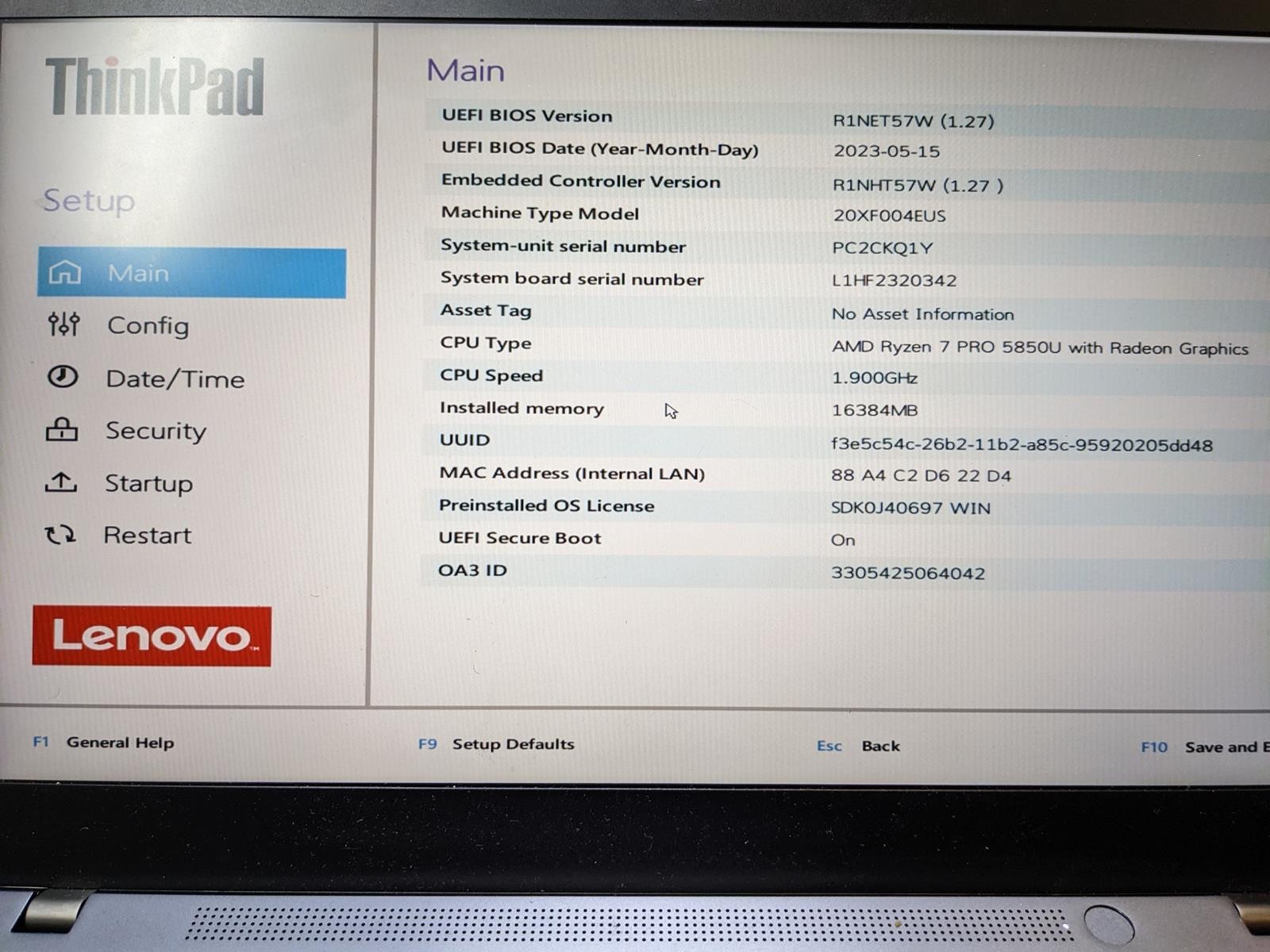 LENOVO THINKPAD T14S GEN2 RYZEN 7 PRO 5850U @ 1.9GHz, 16GB RAM, NO HDD/OS
