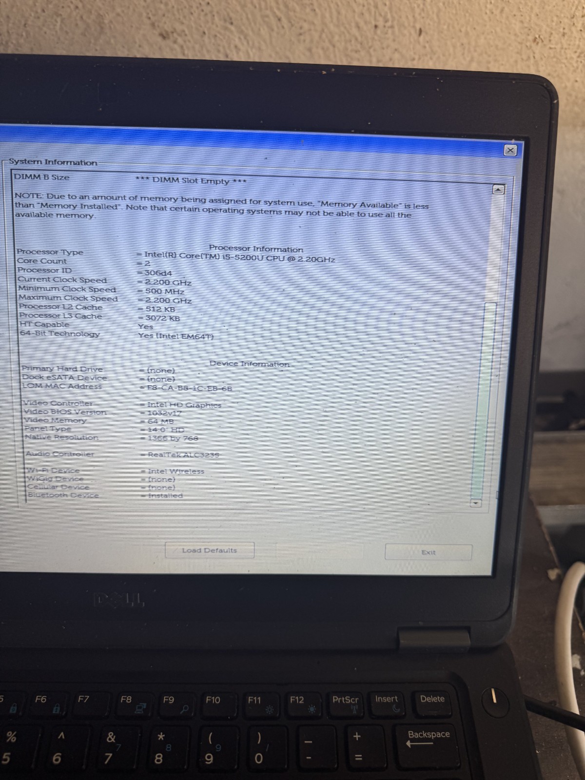 Dell Latitude E5450 Core i5-5200U, 4GB RAM Laptop for Repair #5425