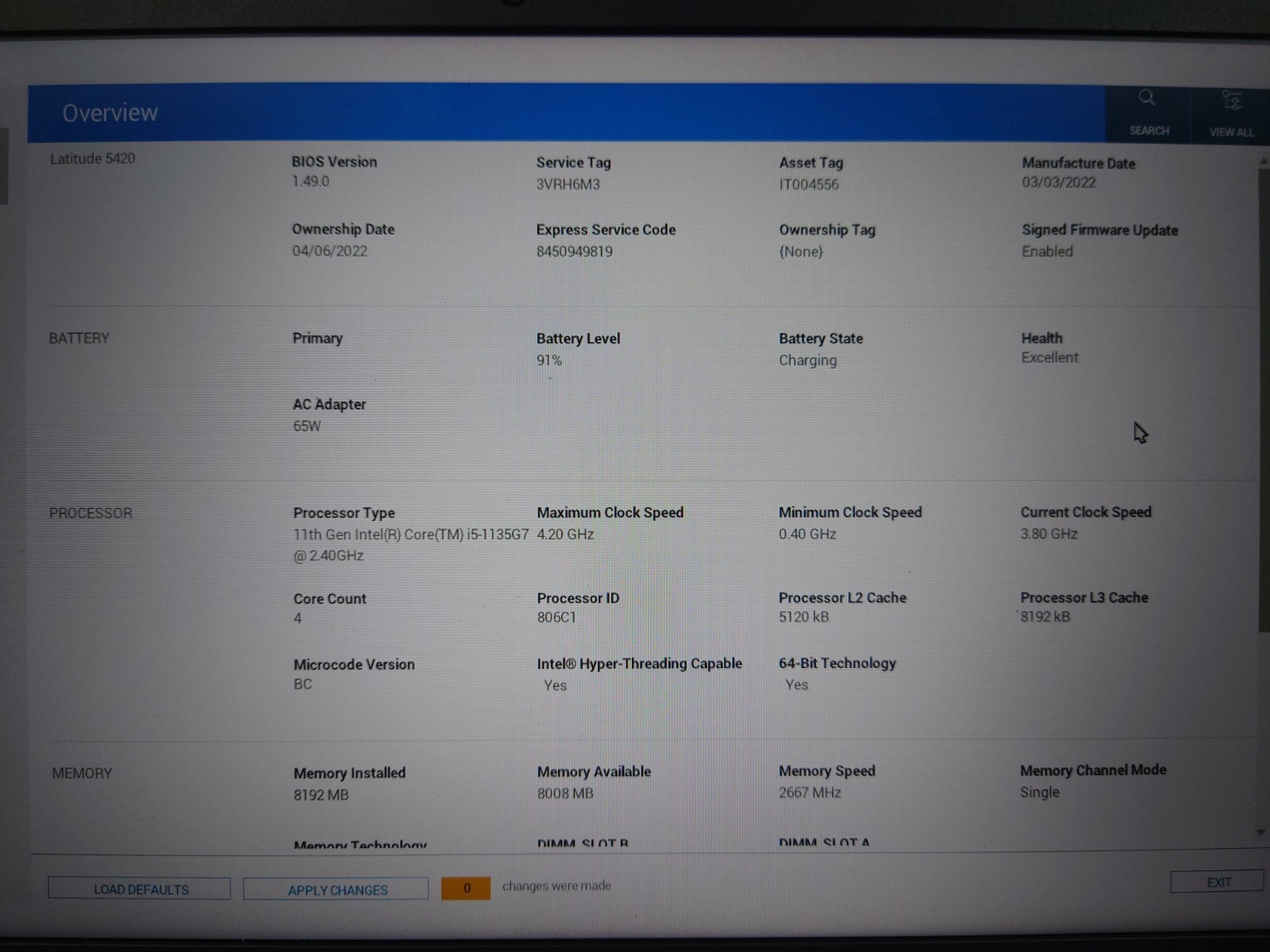 Dell Latitude 5420 14″ FHD i5-1135G7 8GB RAM No OS/SSD