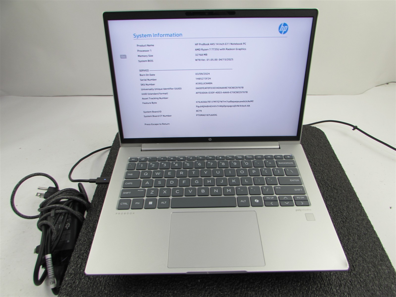 HP PROBOOK 445 (G11) AMD RYZEN 7 7735U 512GB SSD 32GB RAM AMD GPU WIN 11 PRO