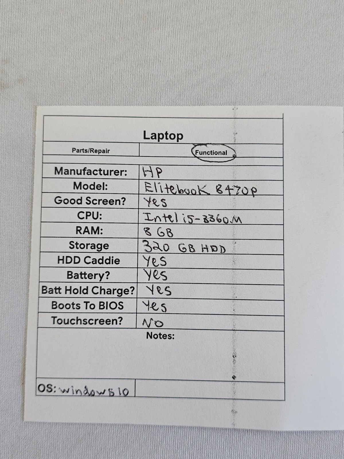 HP EliteBook 8470p Laptop – Intel i5-3360m – 8GB RAM – 320GB HDD – Windows 10