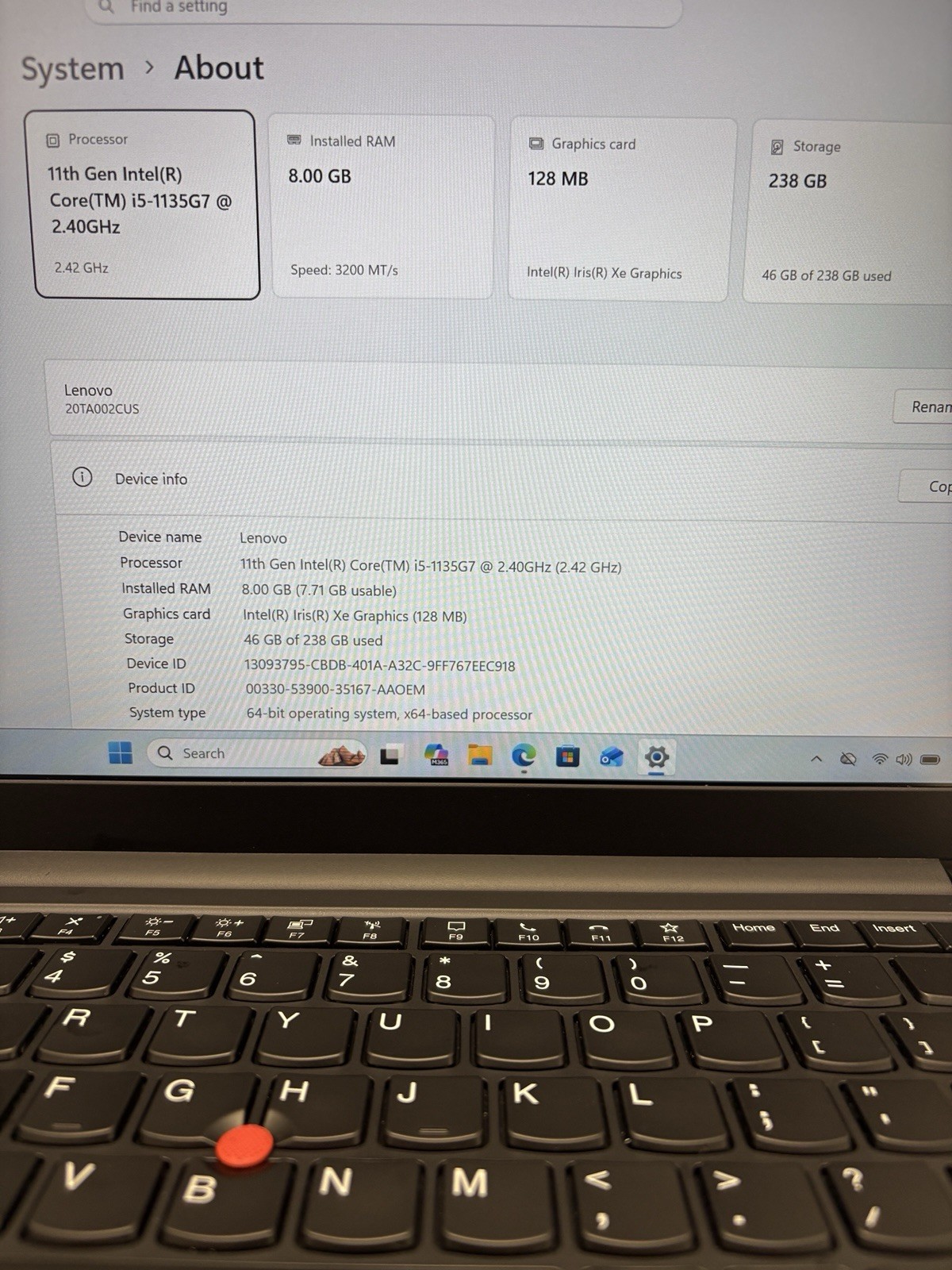 Lenovo ThinkPad E14 Gen 2 14″ Laptop i5-1135G7 8GB RAM 256GB NVMe Win11 Office